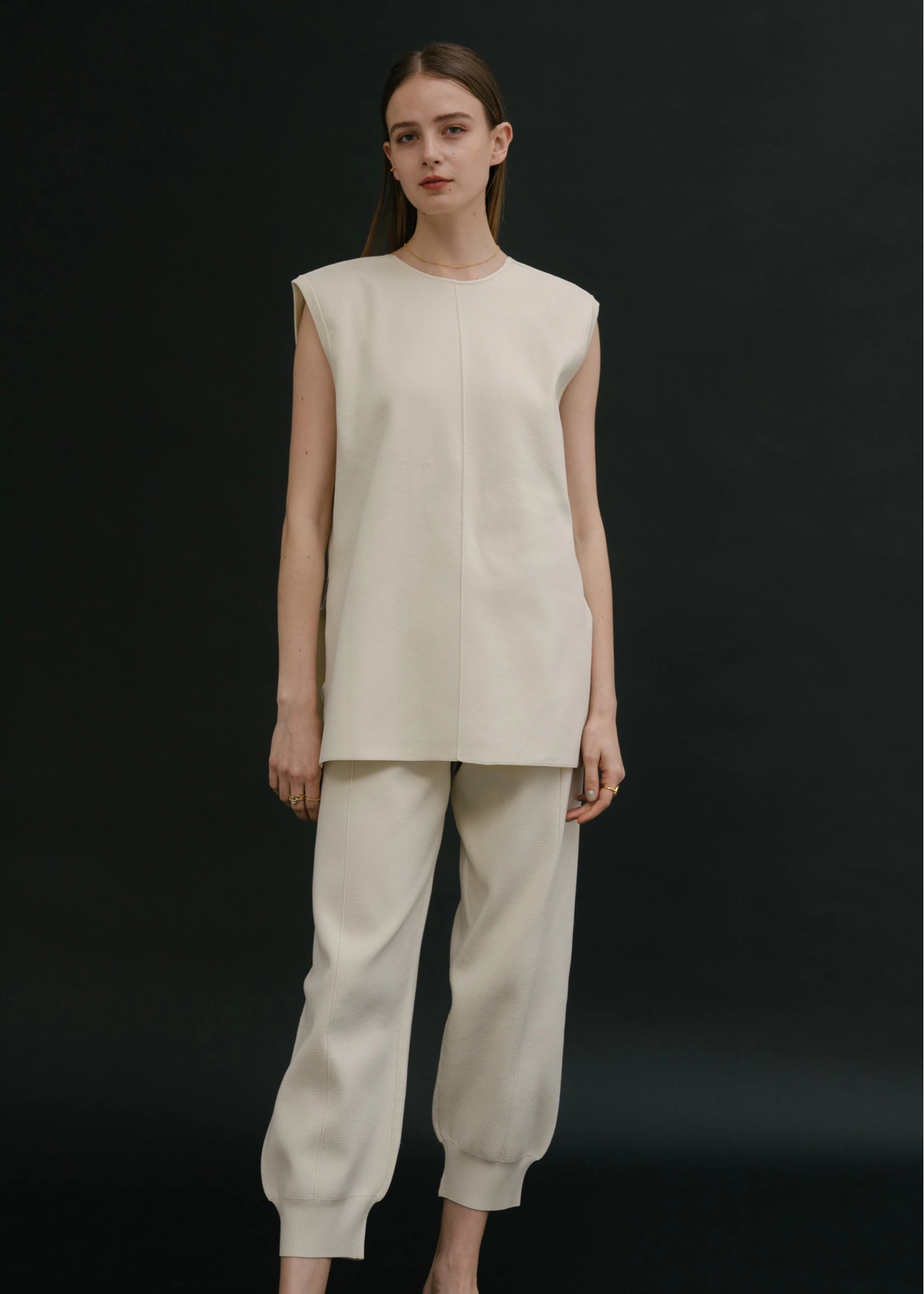 deep v neck 2way knit vest