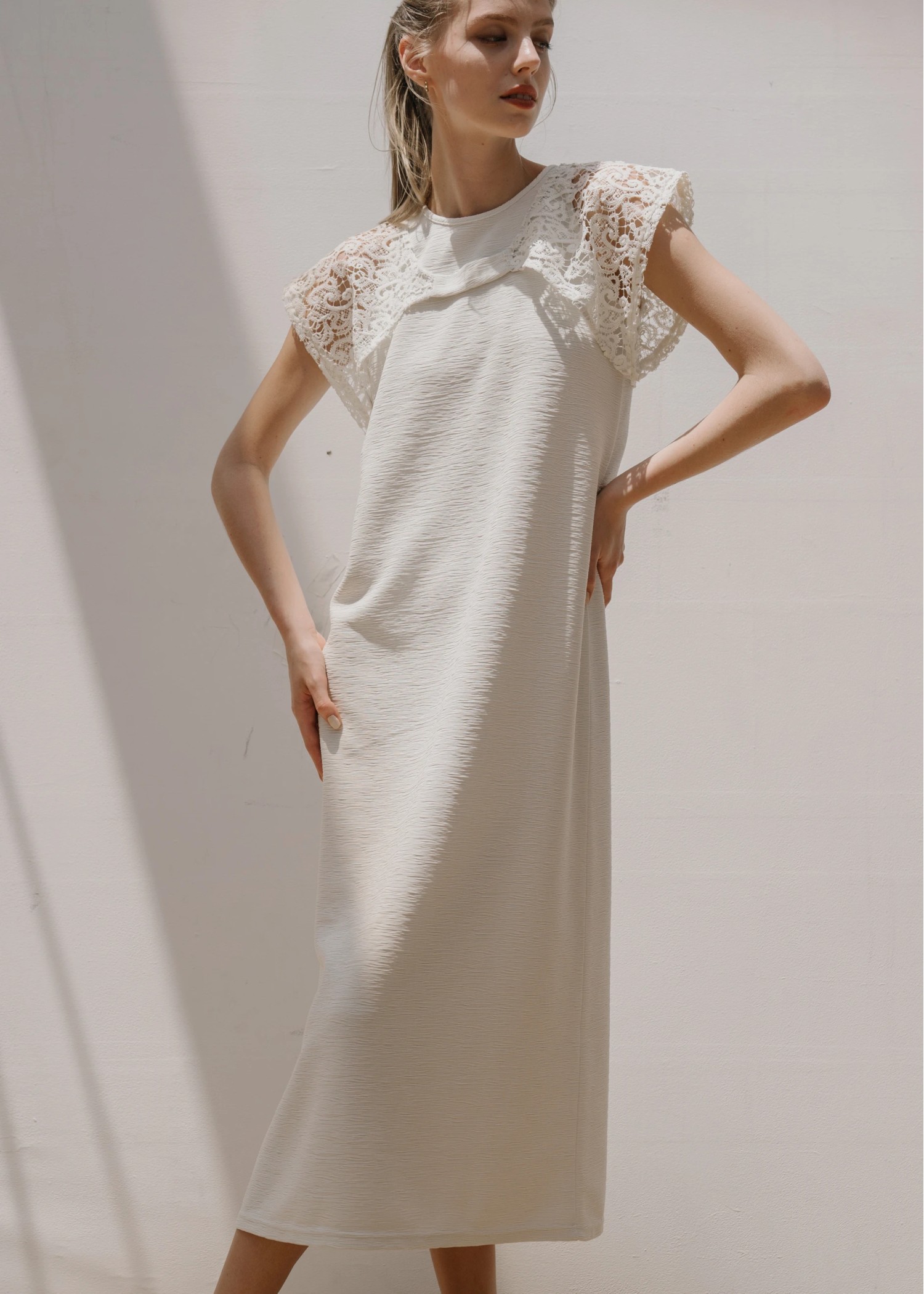 lace bolero × no sleeve billow rib OP SET