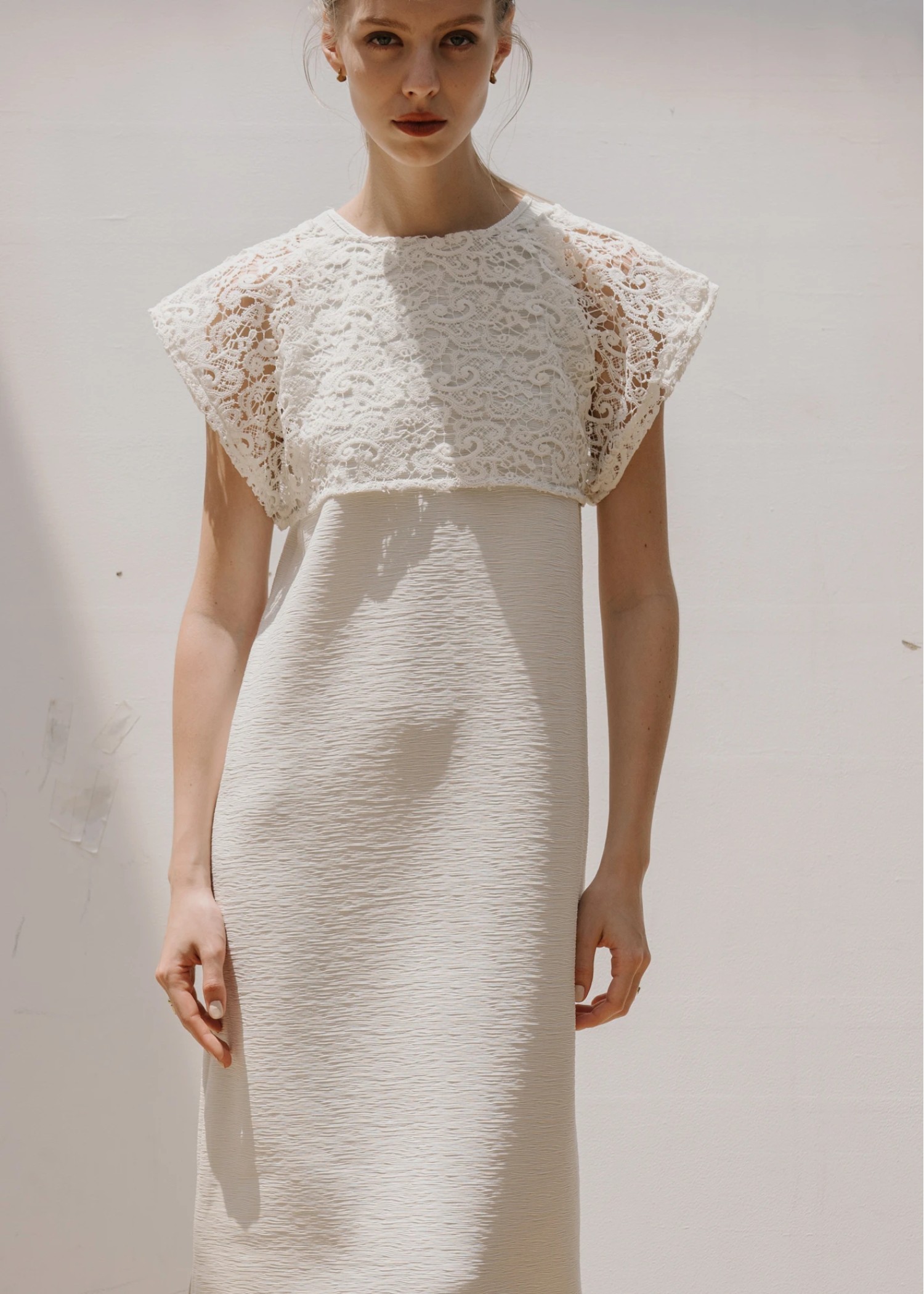 lace bolero × no sleeve billow rib OP SET