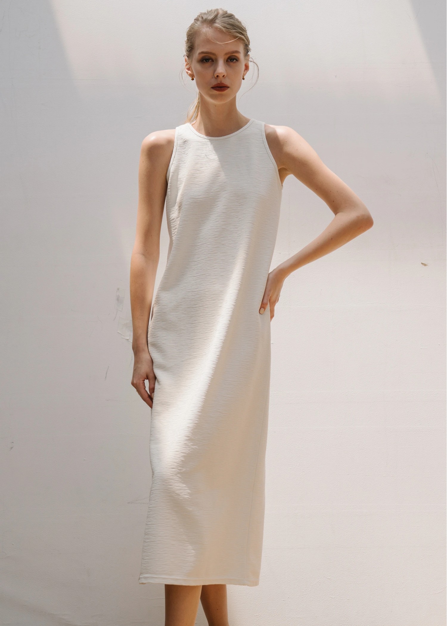 lace bolero × no sleeve billow rib OP SET