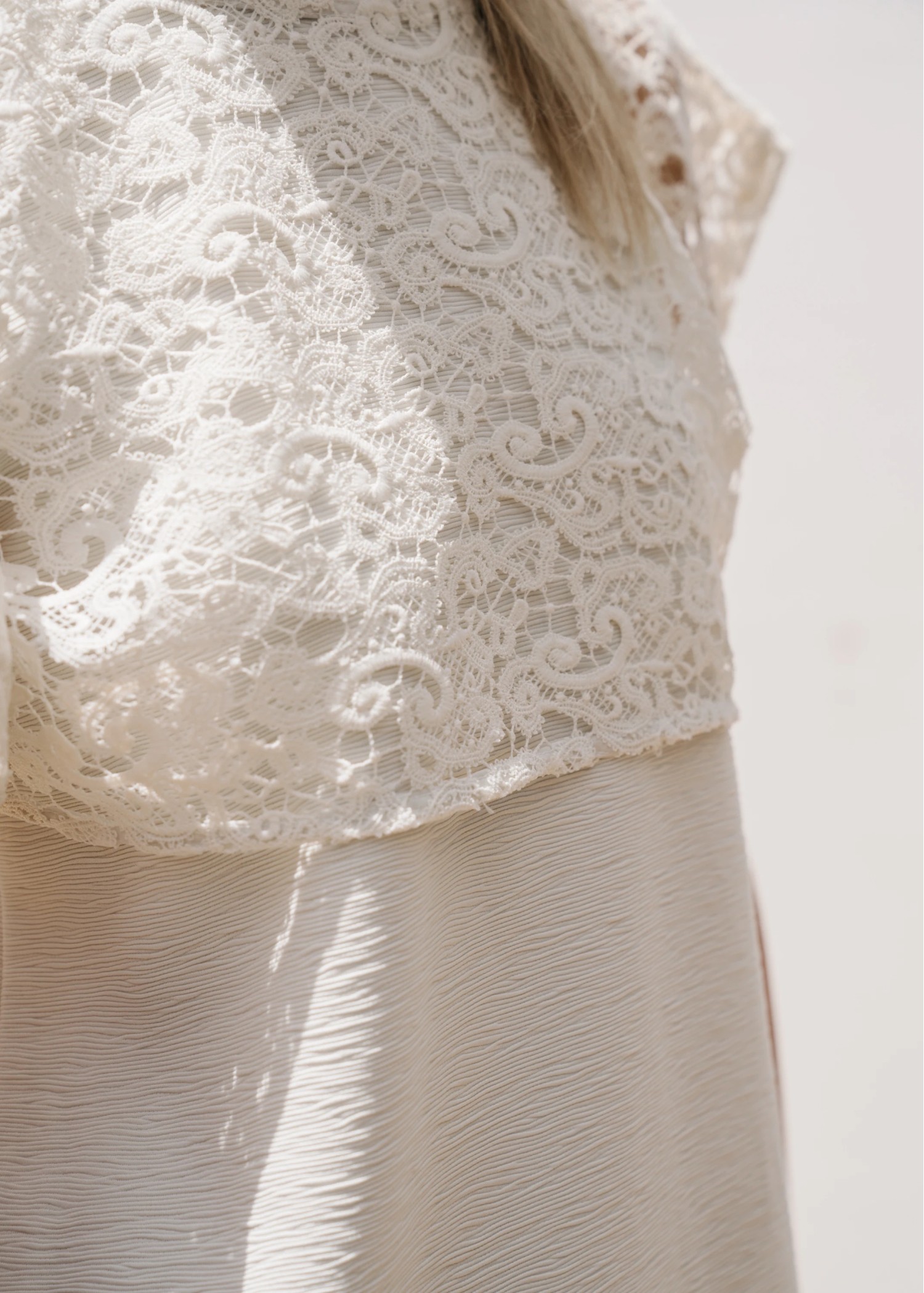 lace bolero × no sleeve billow rib OP SET