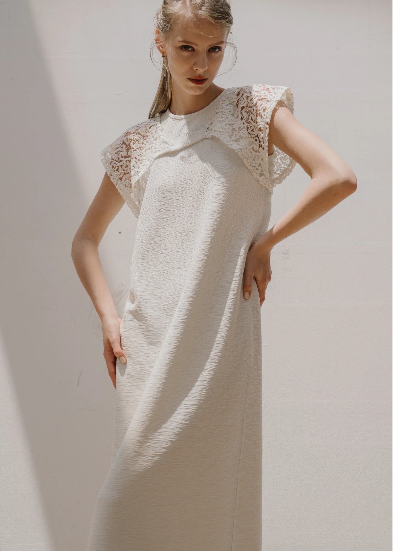 lace bolero × no sleeve billow rib OP SET