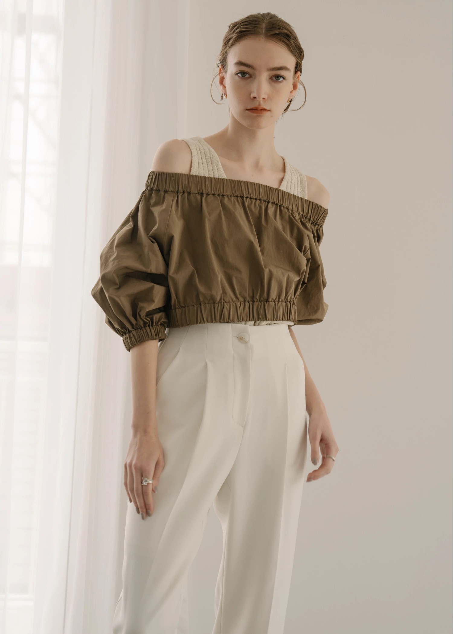 gather multi TOPS × asymmetry camisole mermaid OP SET