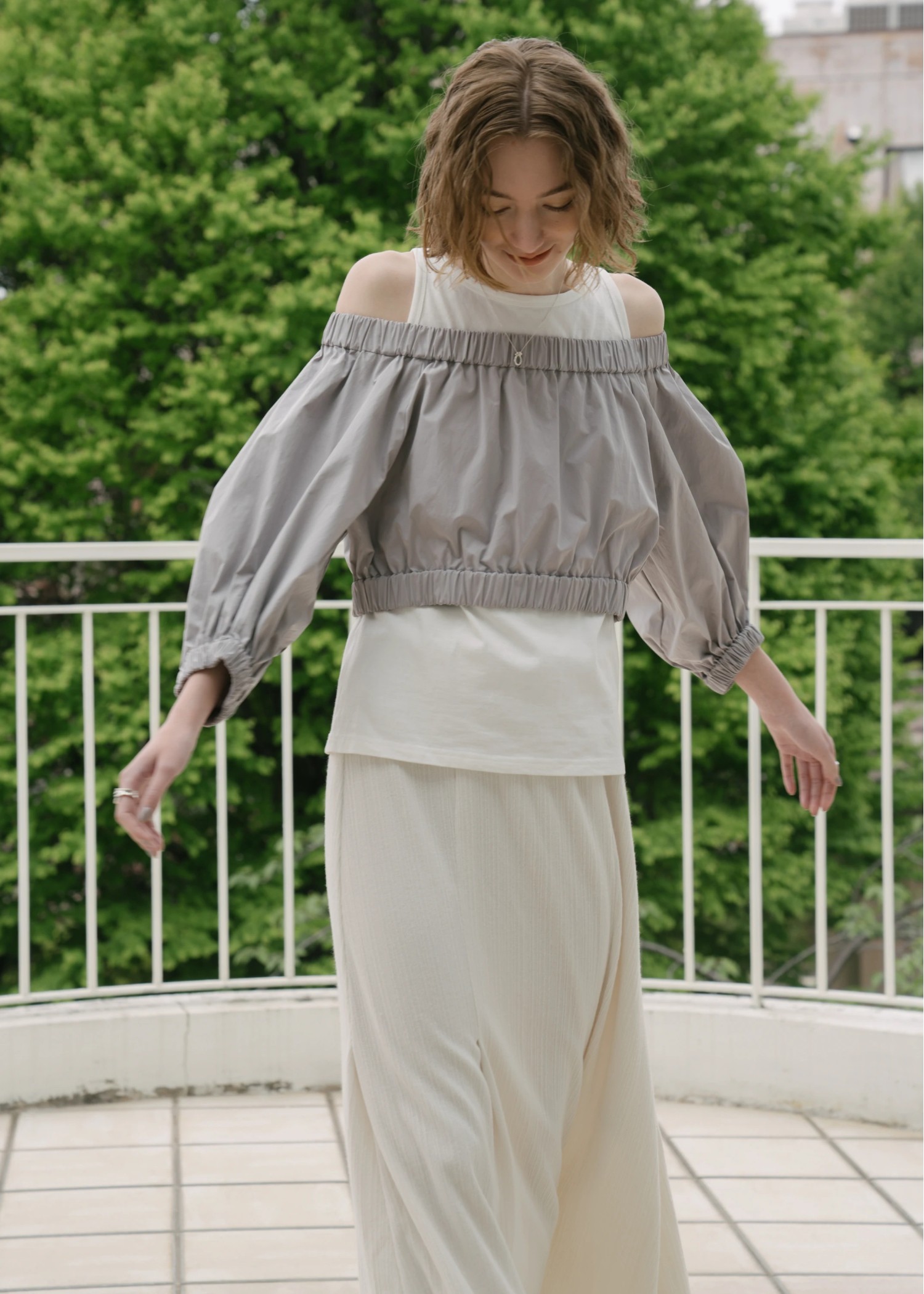 gather multi TOPS × asymmetry camisole mermaid OP SET