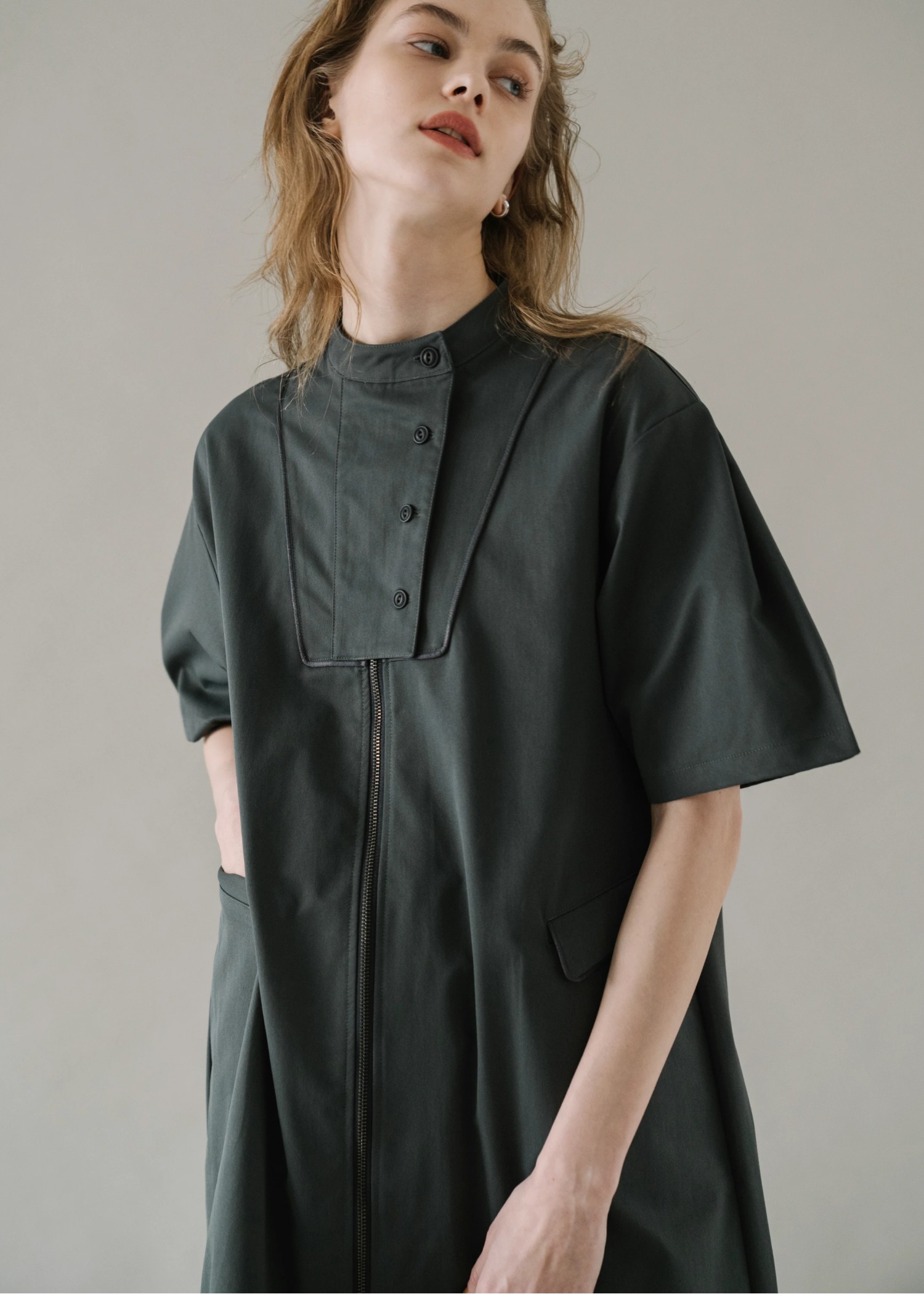 placket front over tuck zip OP/JK