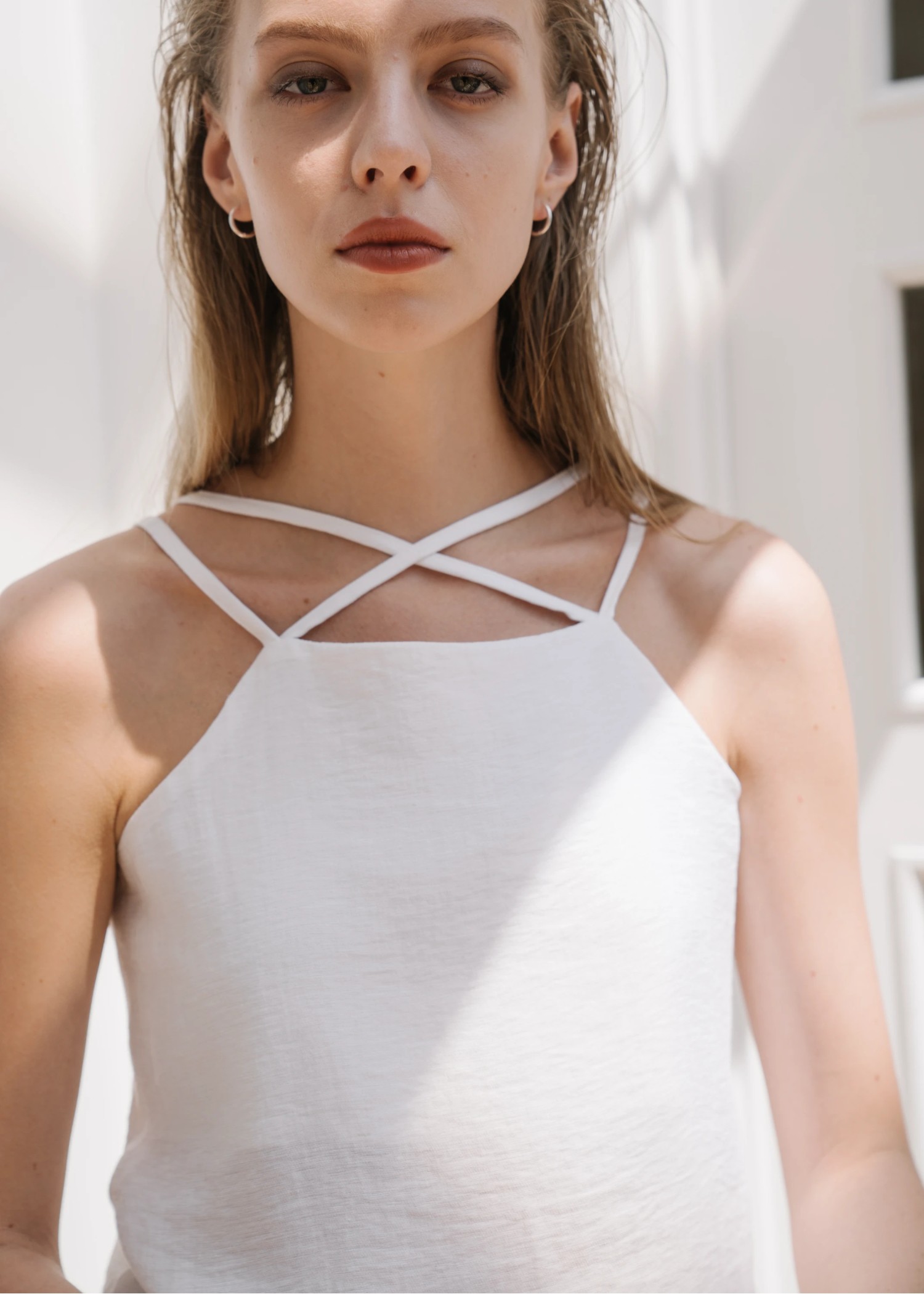 back cross double strap cami