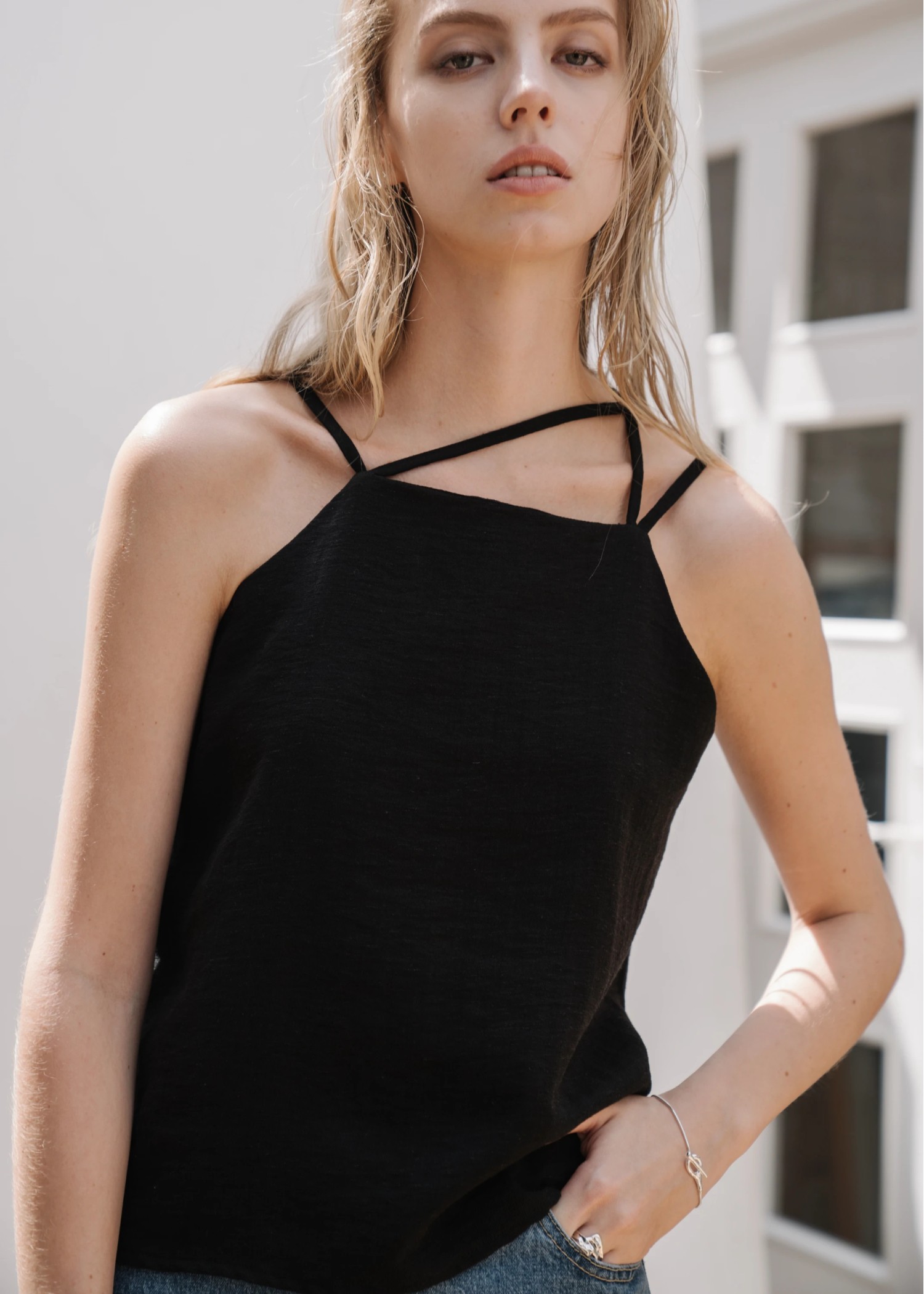 back cross double strap cami