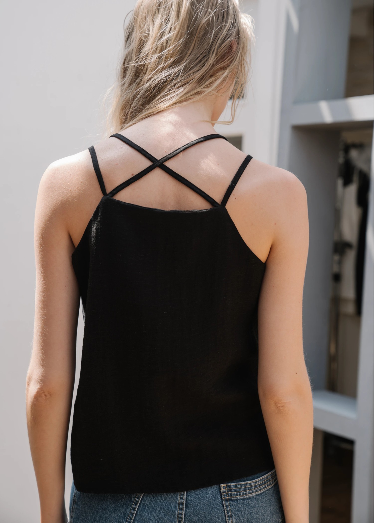 back cross double strap cami