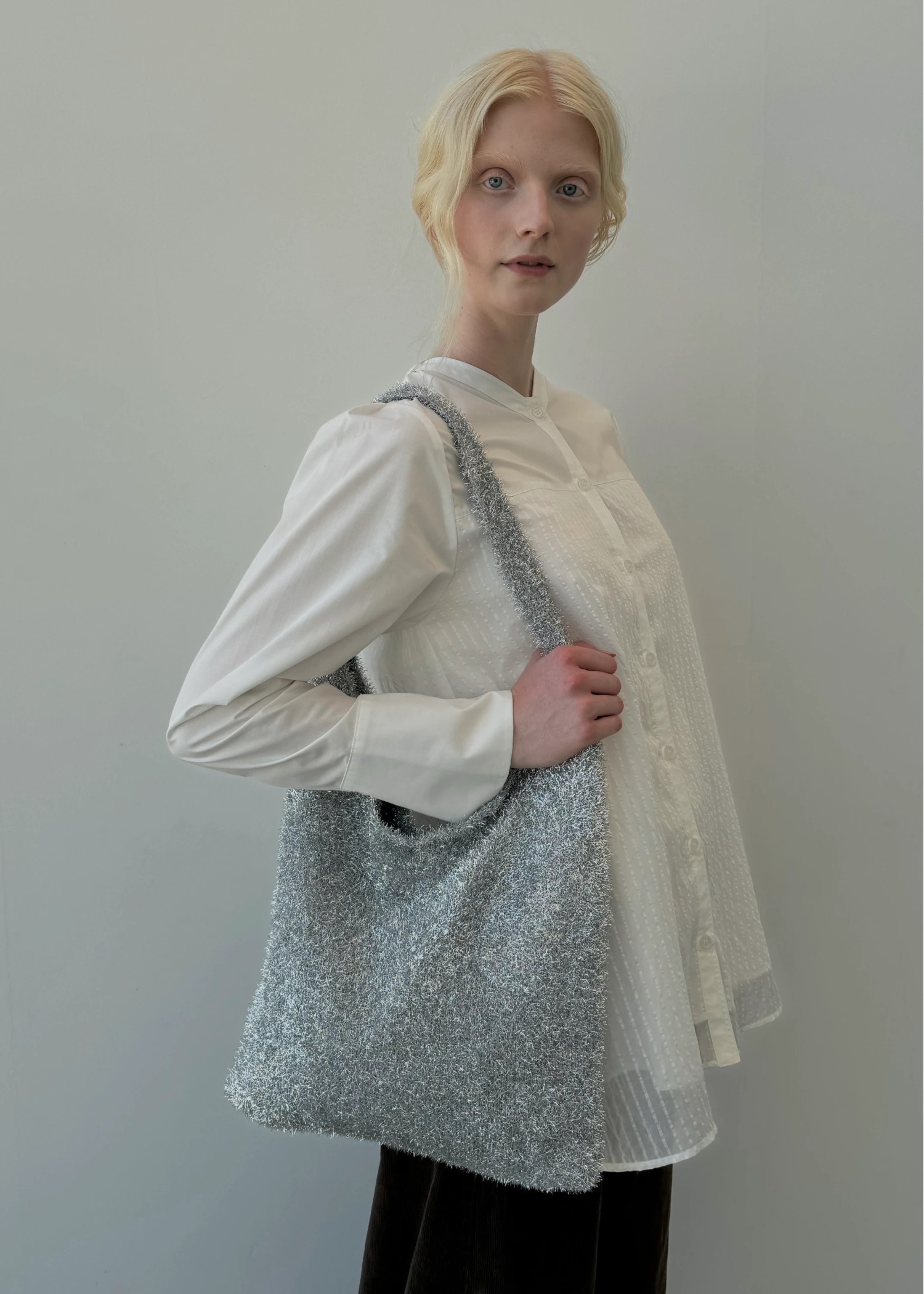 lame shaggy tote bag