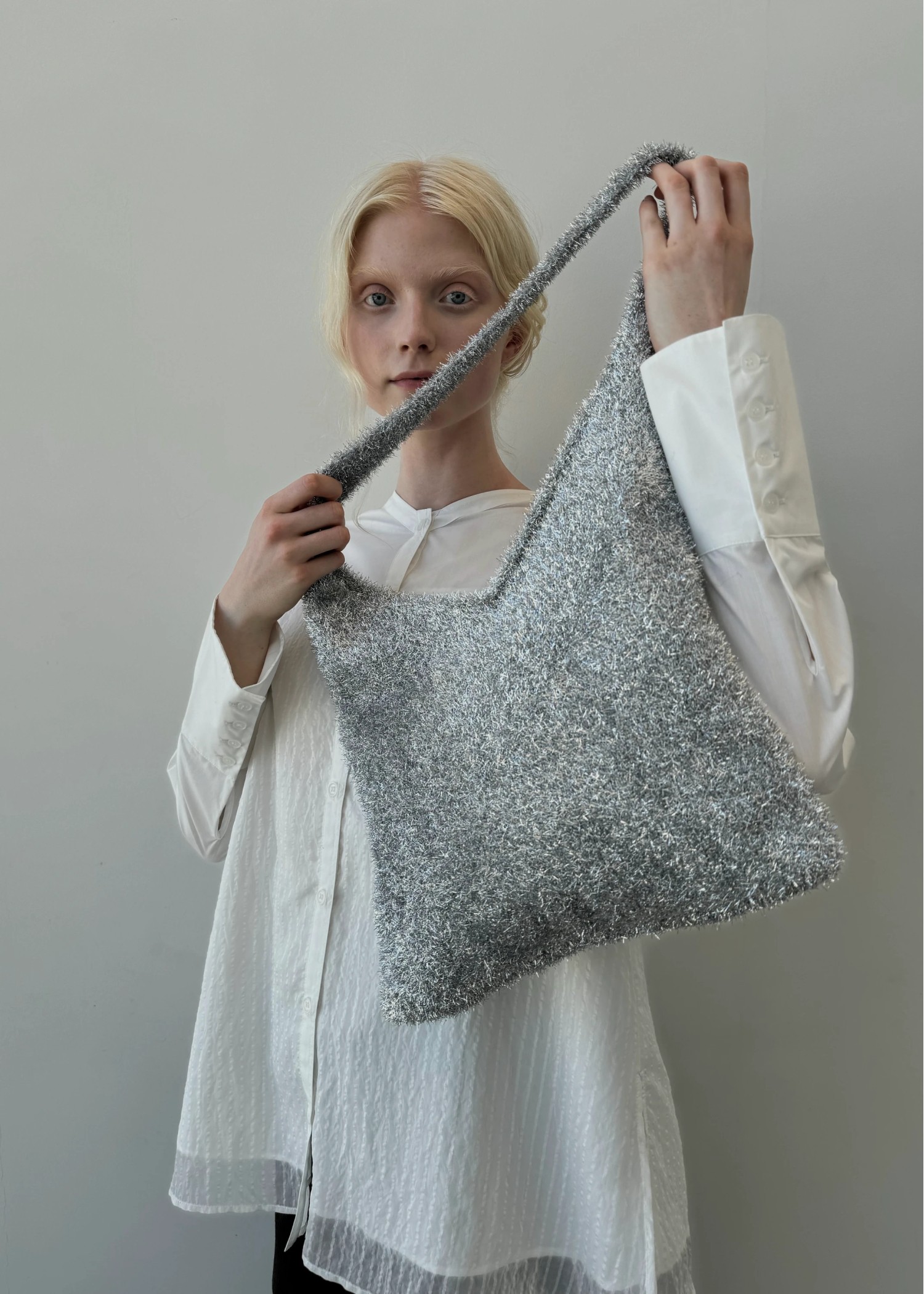 lame shaggy tote bag