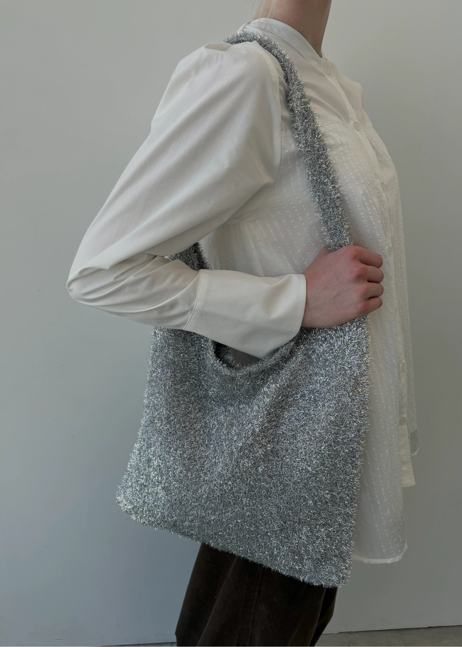 lame shaggy tote bag