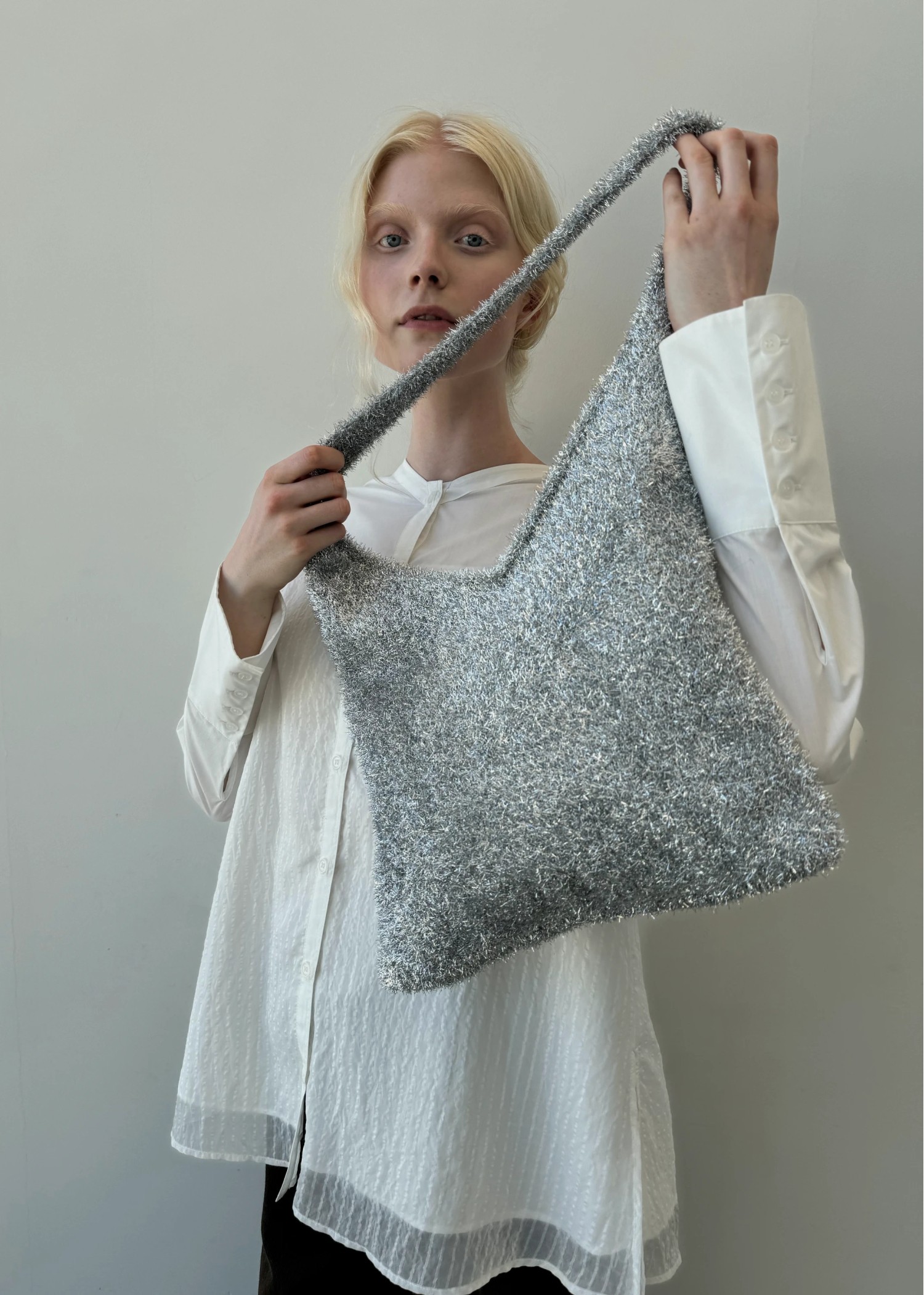 lame shaggy tote bag