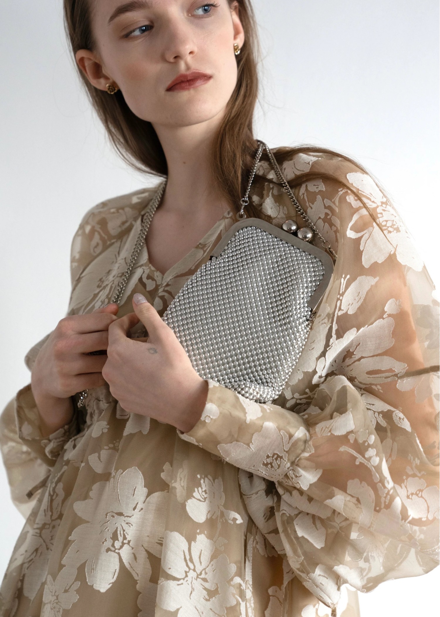 metallic clasp chain bag