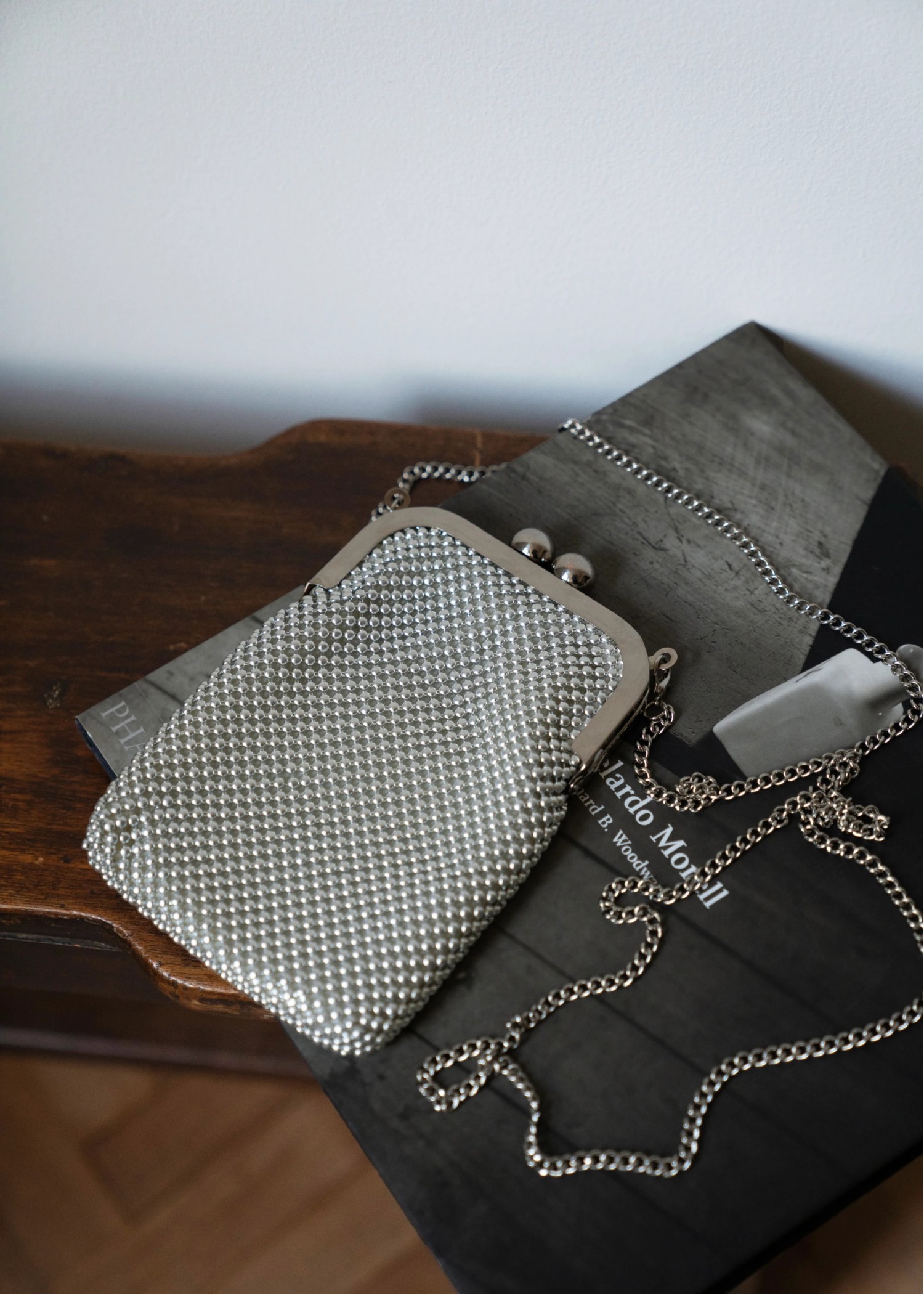 metallic clasp chain bag