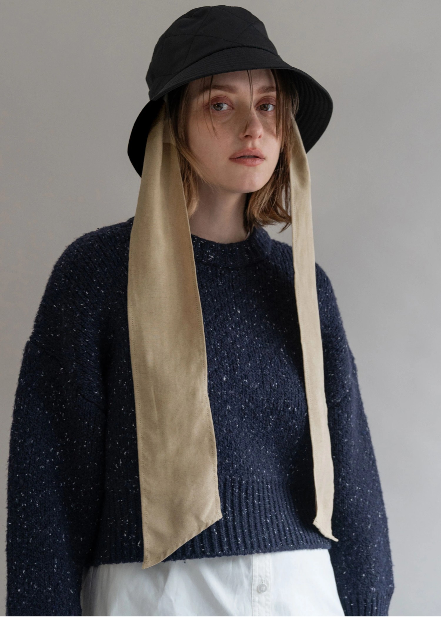 suede ribbon quilting bucket hat