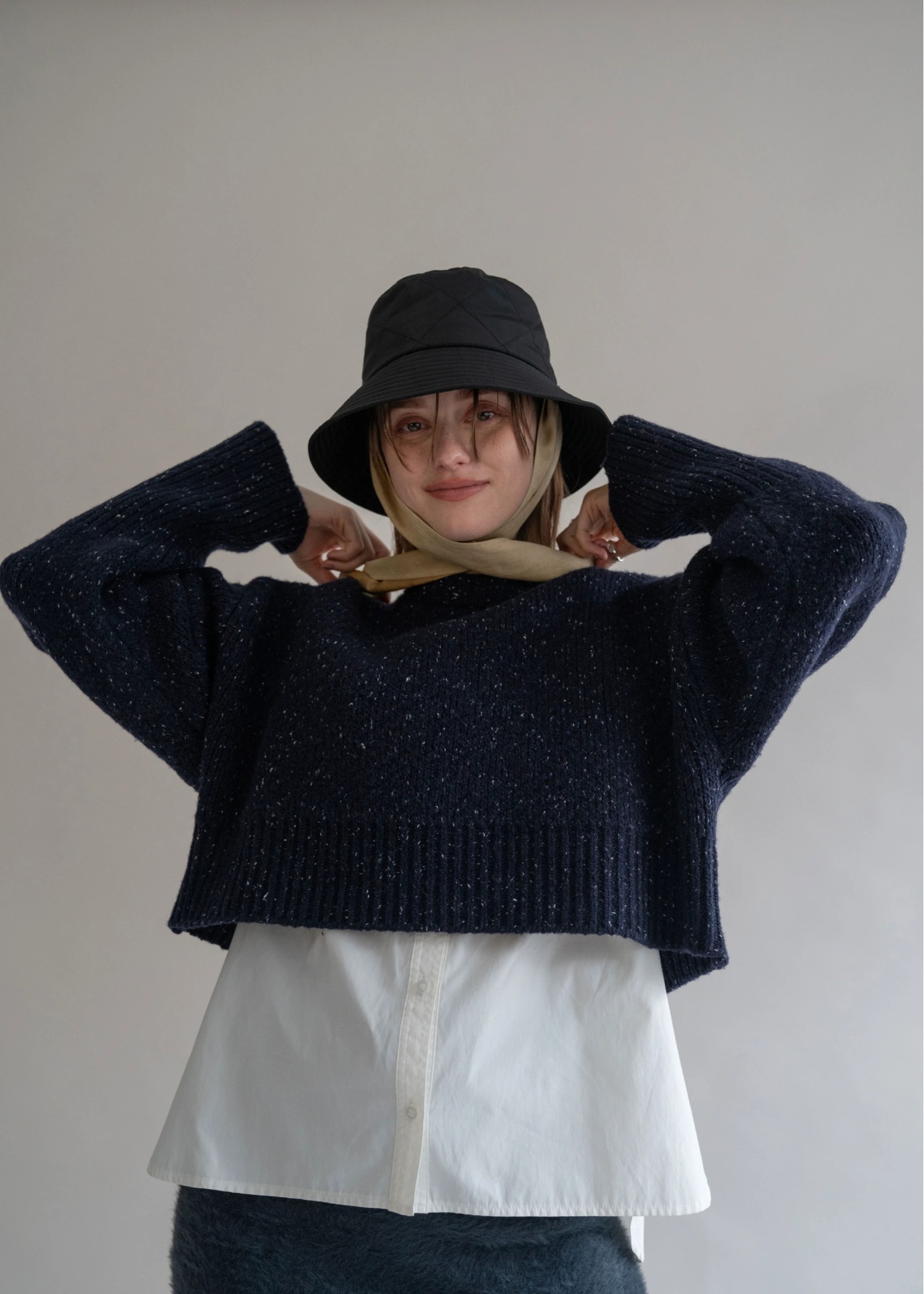 suede ribbon quilting bucket hat