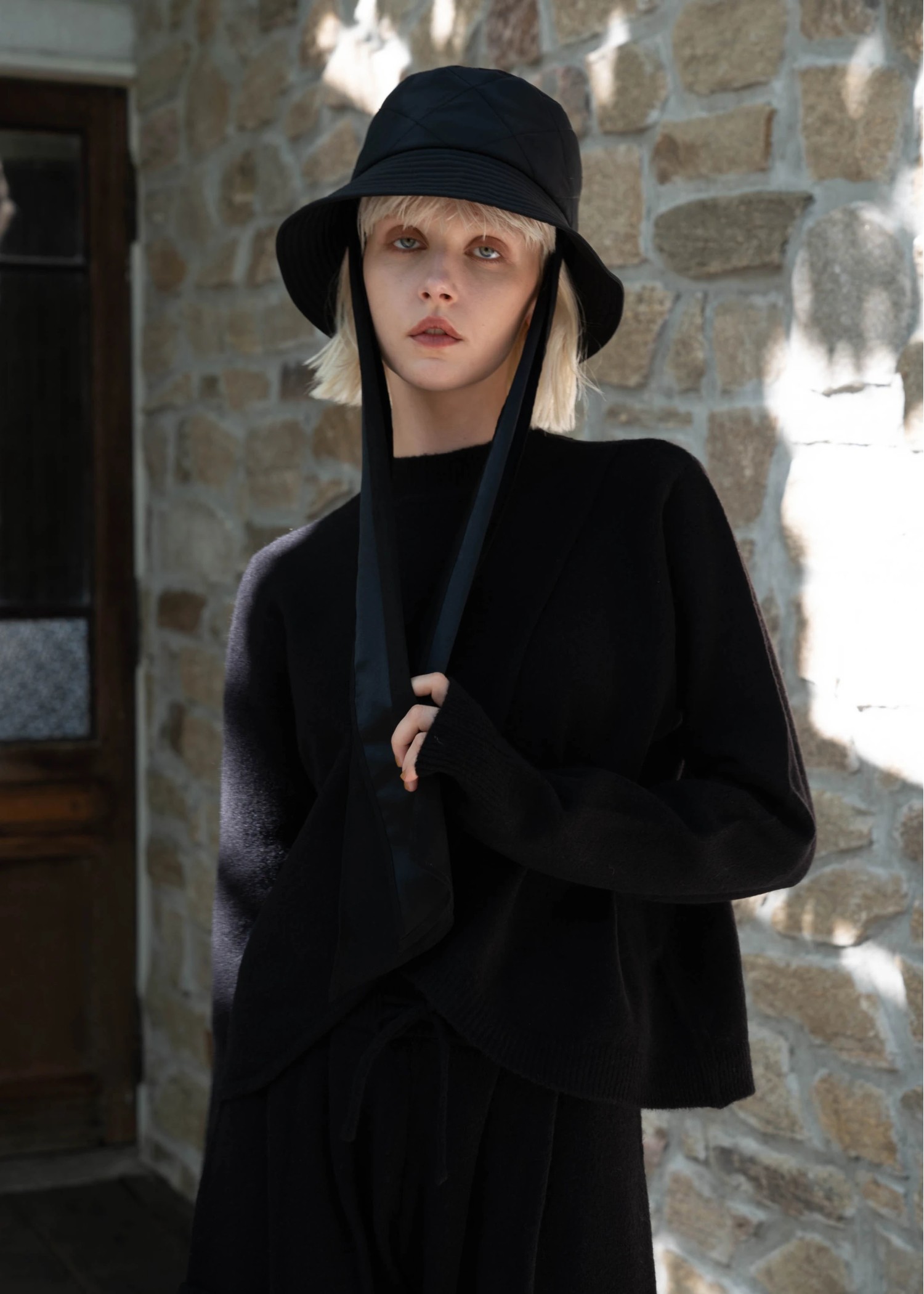 suede ribbon quilting bucket hat