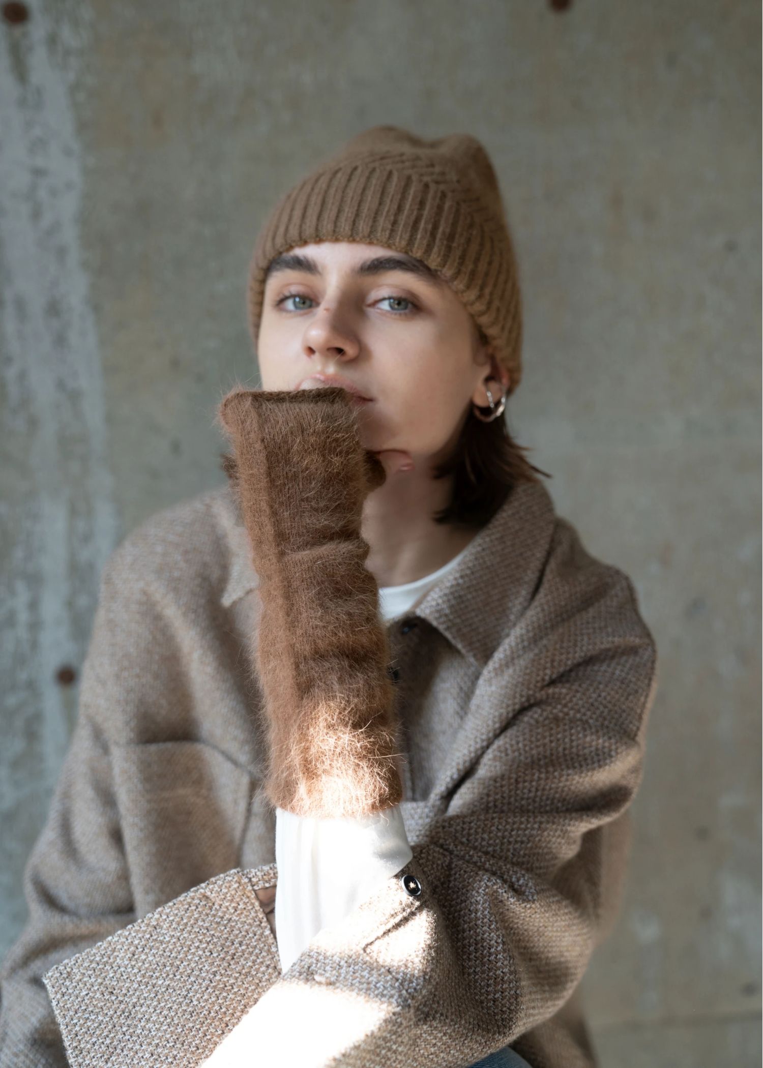 zigzag angora beanie