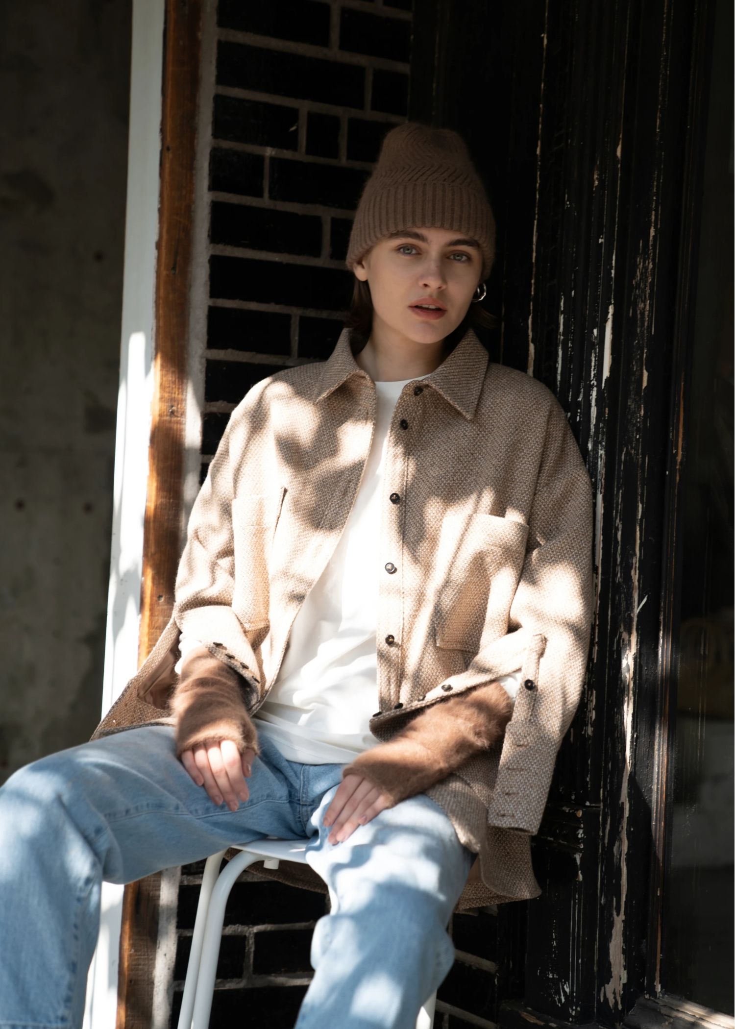 zigzag angora beanie