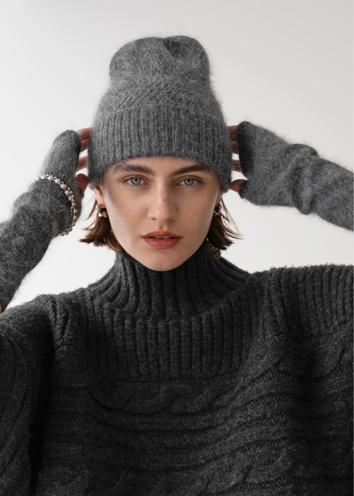 zigzag angora beanie