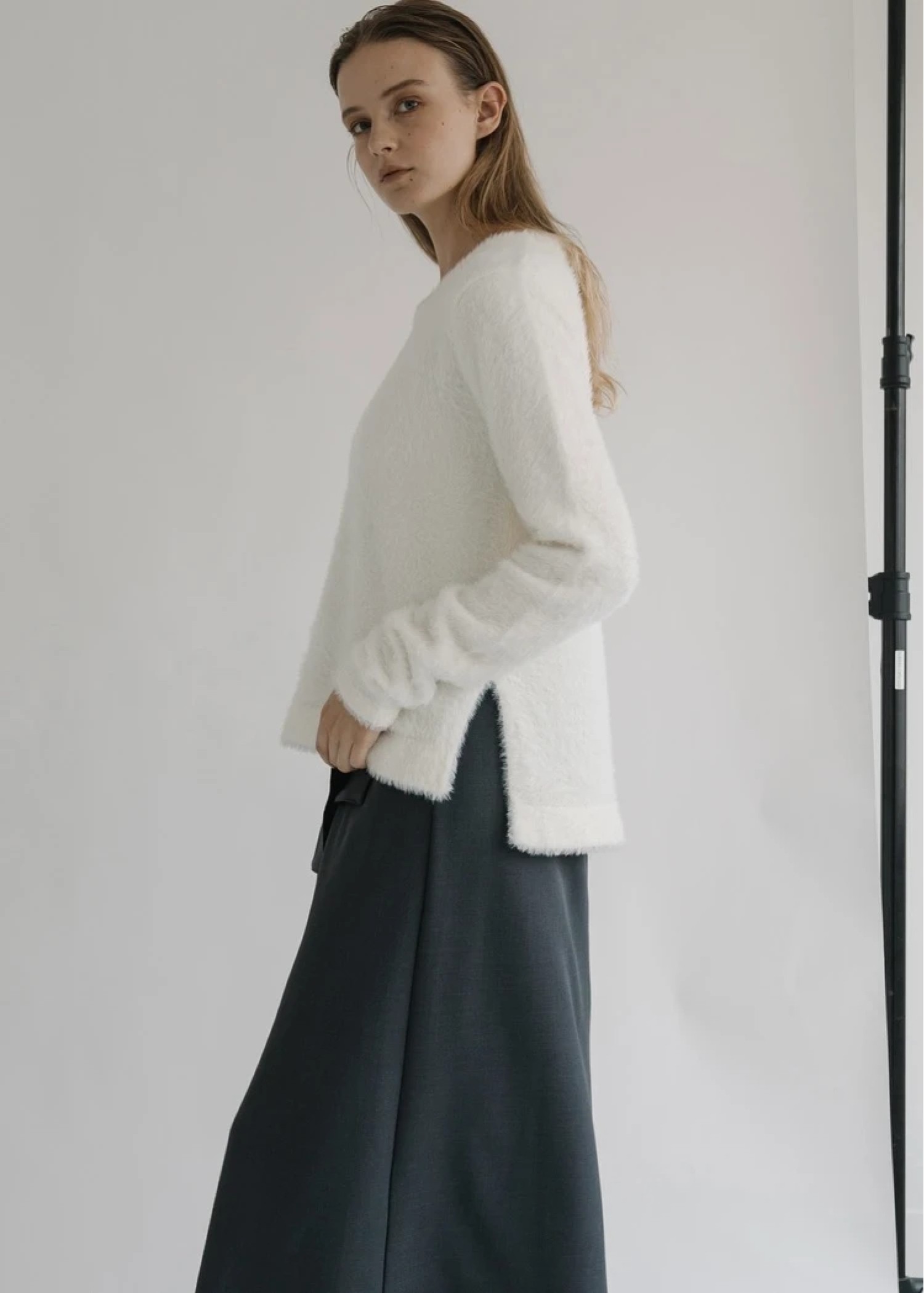 crumply sleeve shaggy knit