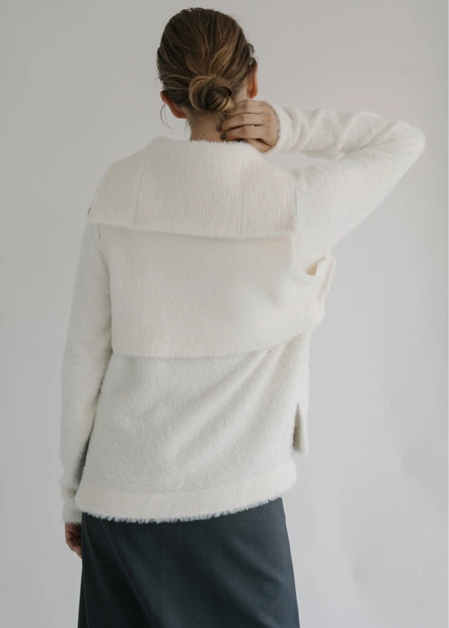 crumply sleeve shaggy knit