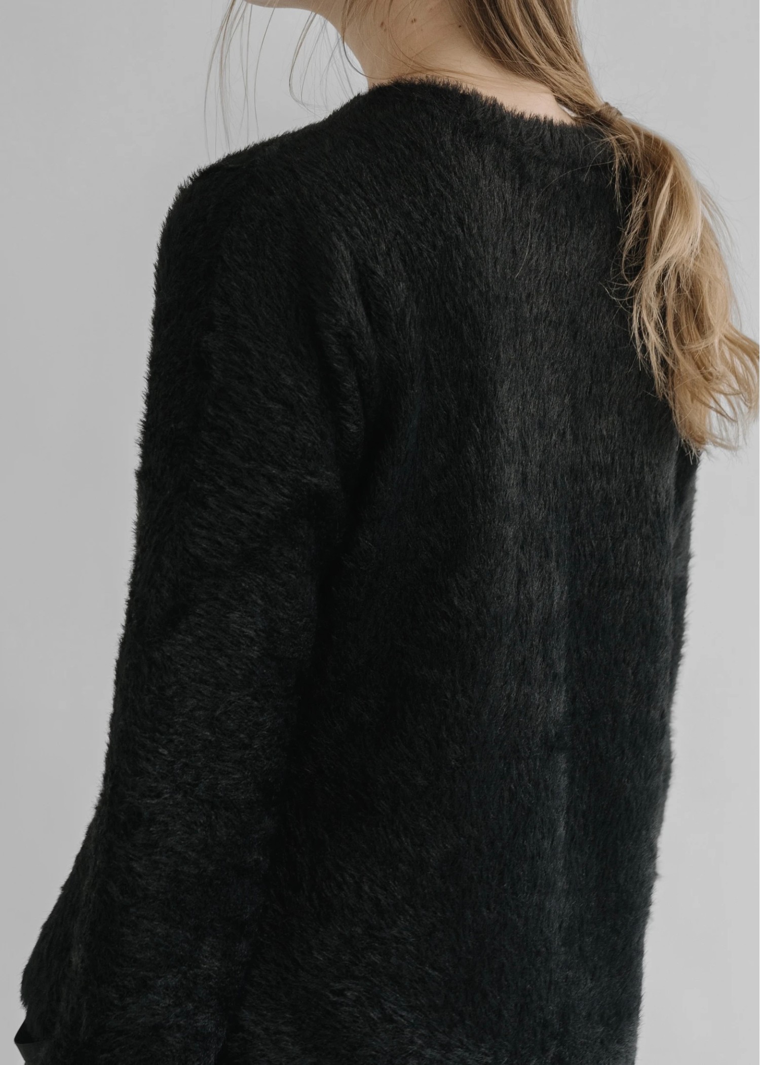 crumply sleeve shaggy knit