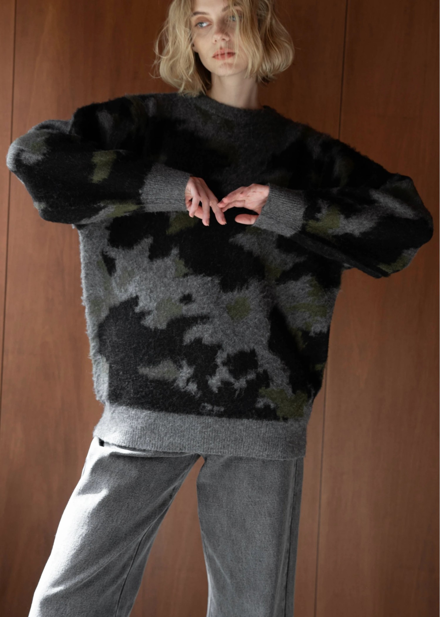 brindled double jacquard brushed knit