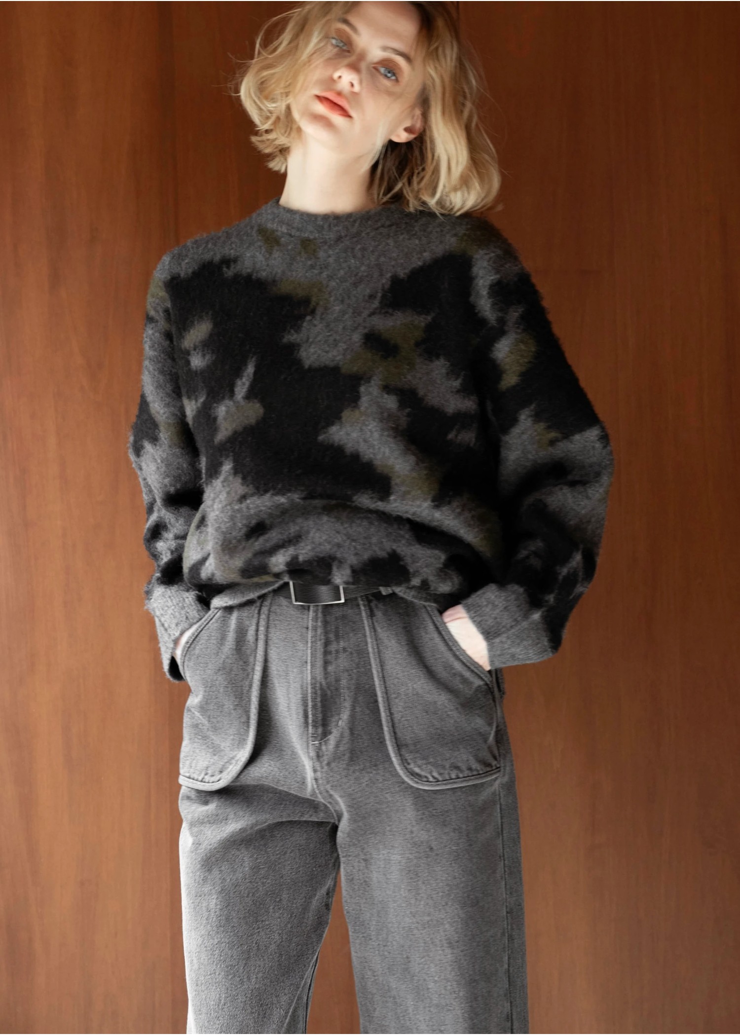 brindled double jacquard brushed knit