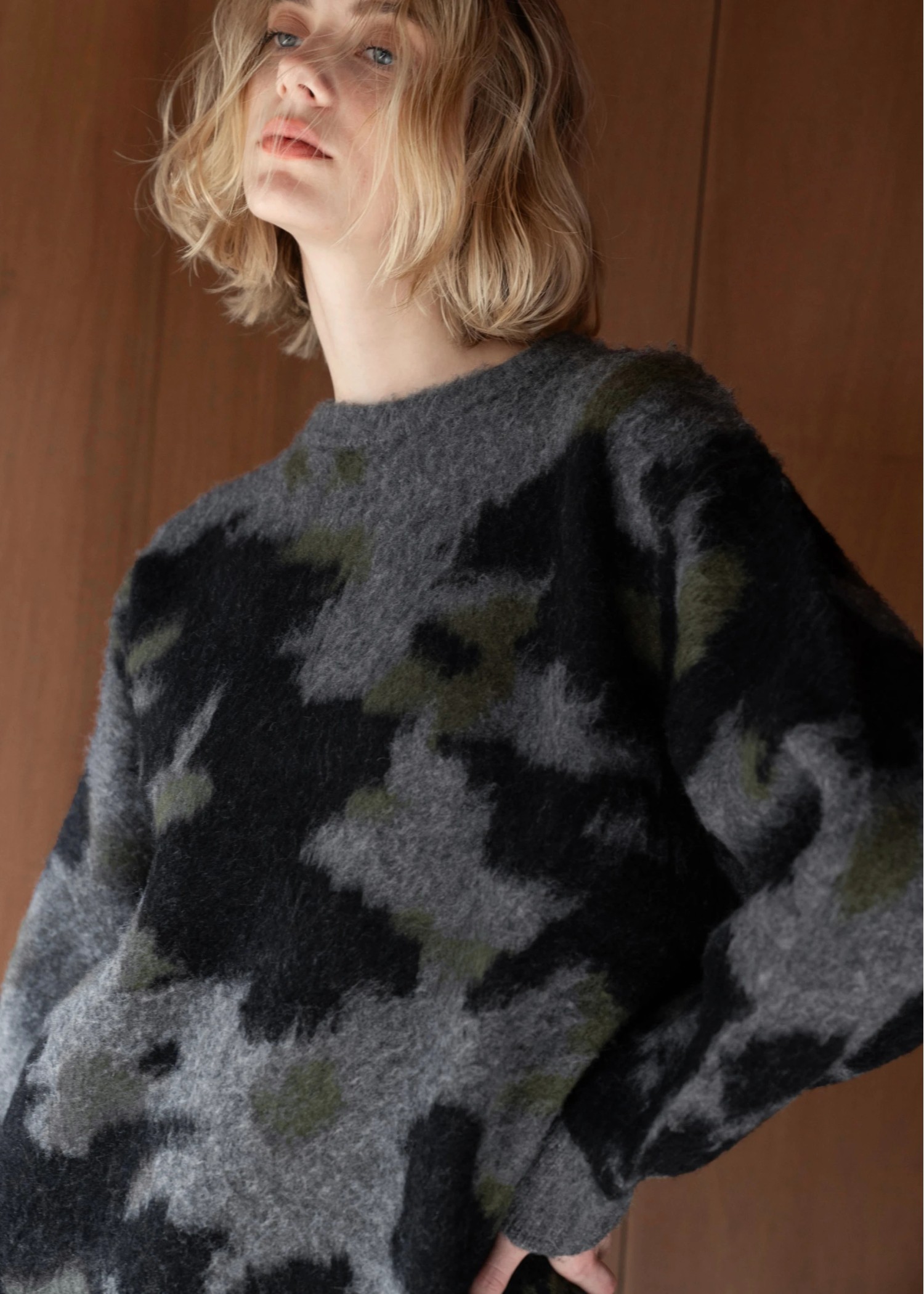 brindled double jacquard brushed knit