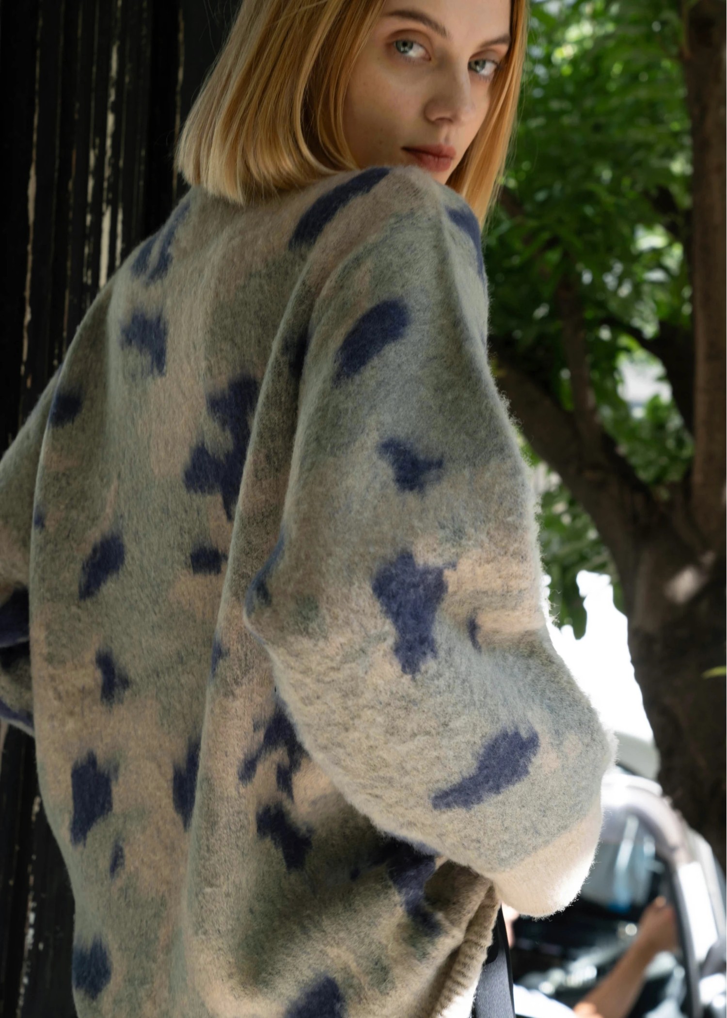 brindled double jacquard brushed knit