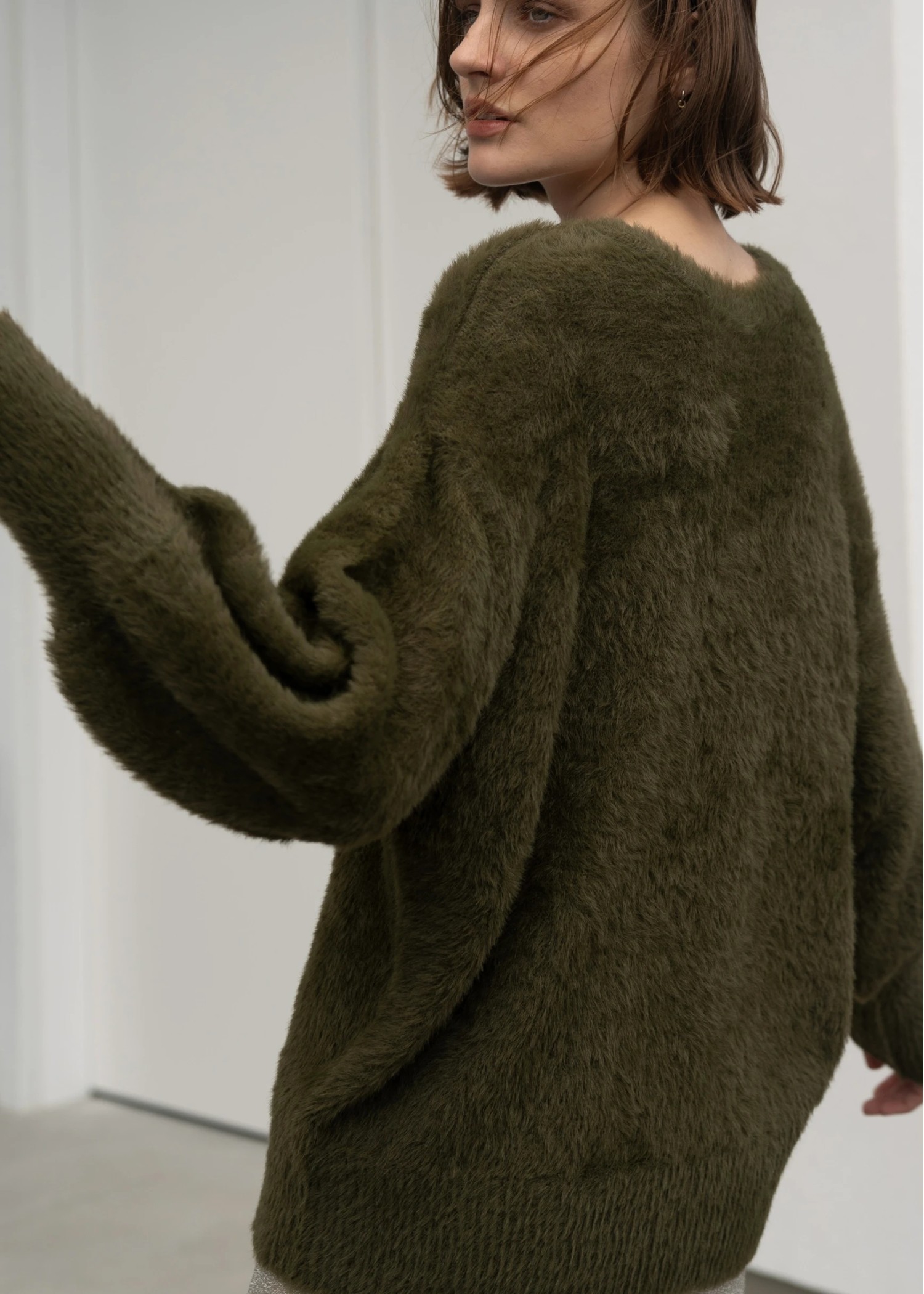 mix color shaggy fluffy knit