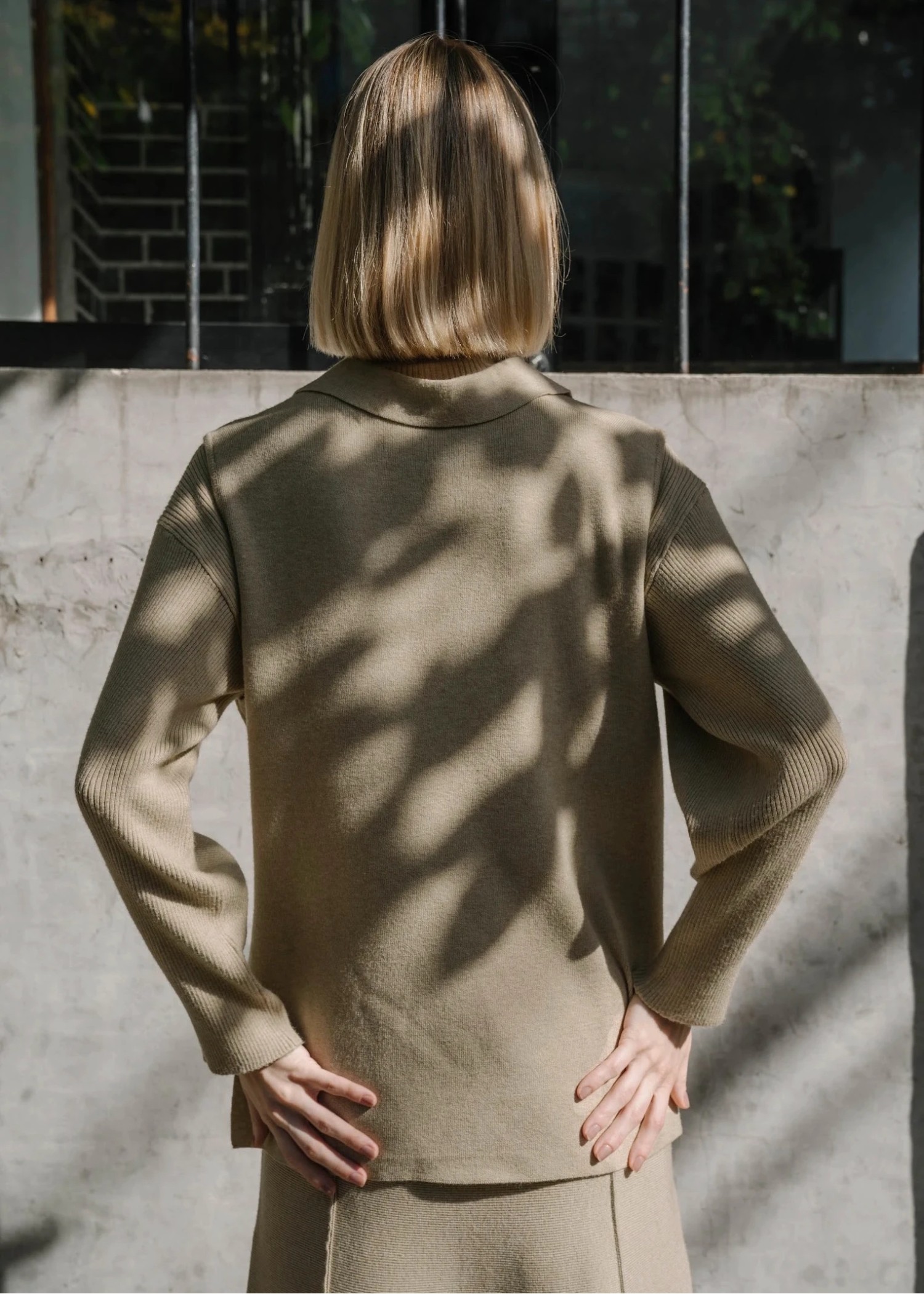 collar knit vest & short turtle 2piece knit