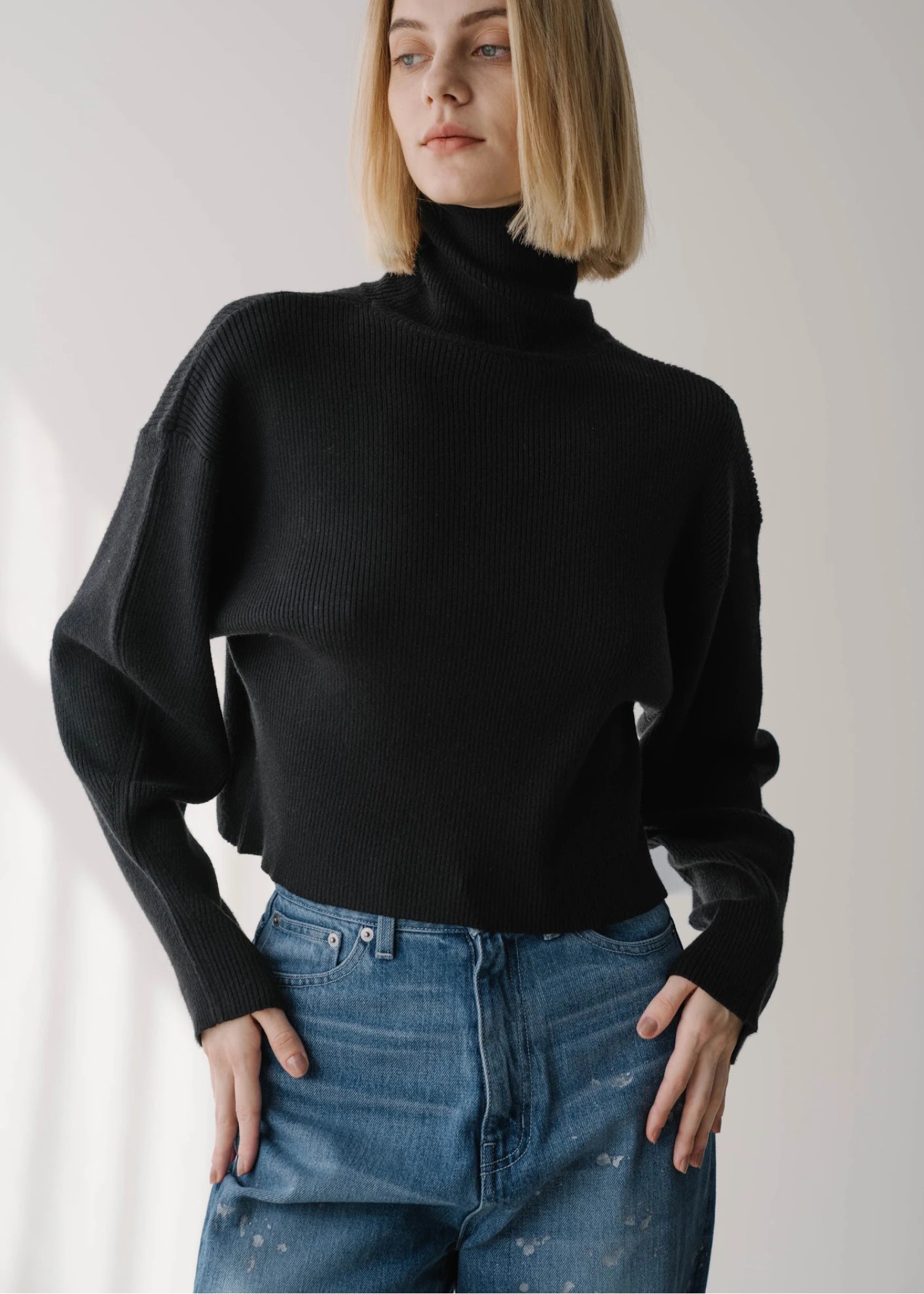 collar knit vest & short turtle 2piece knit