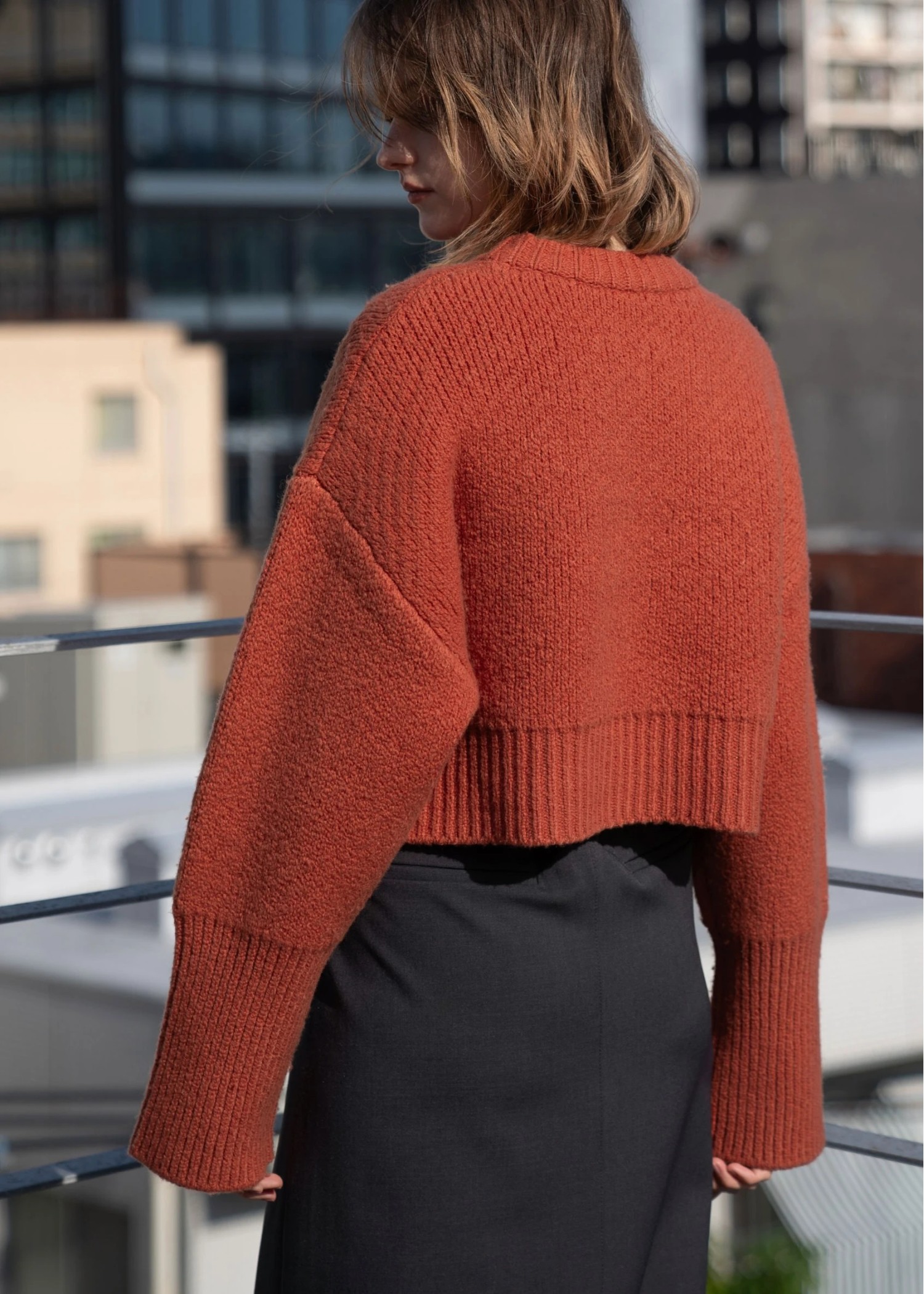 jacquard big silhouette short knit