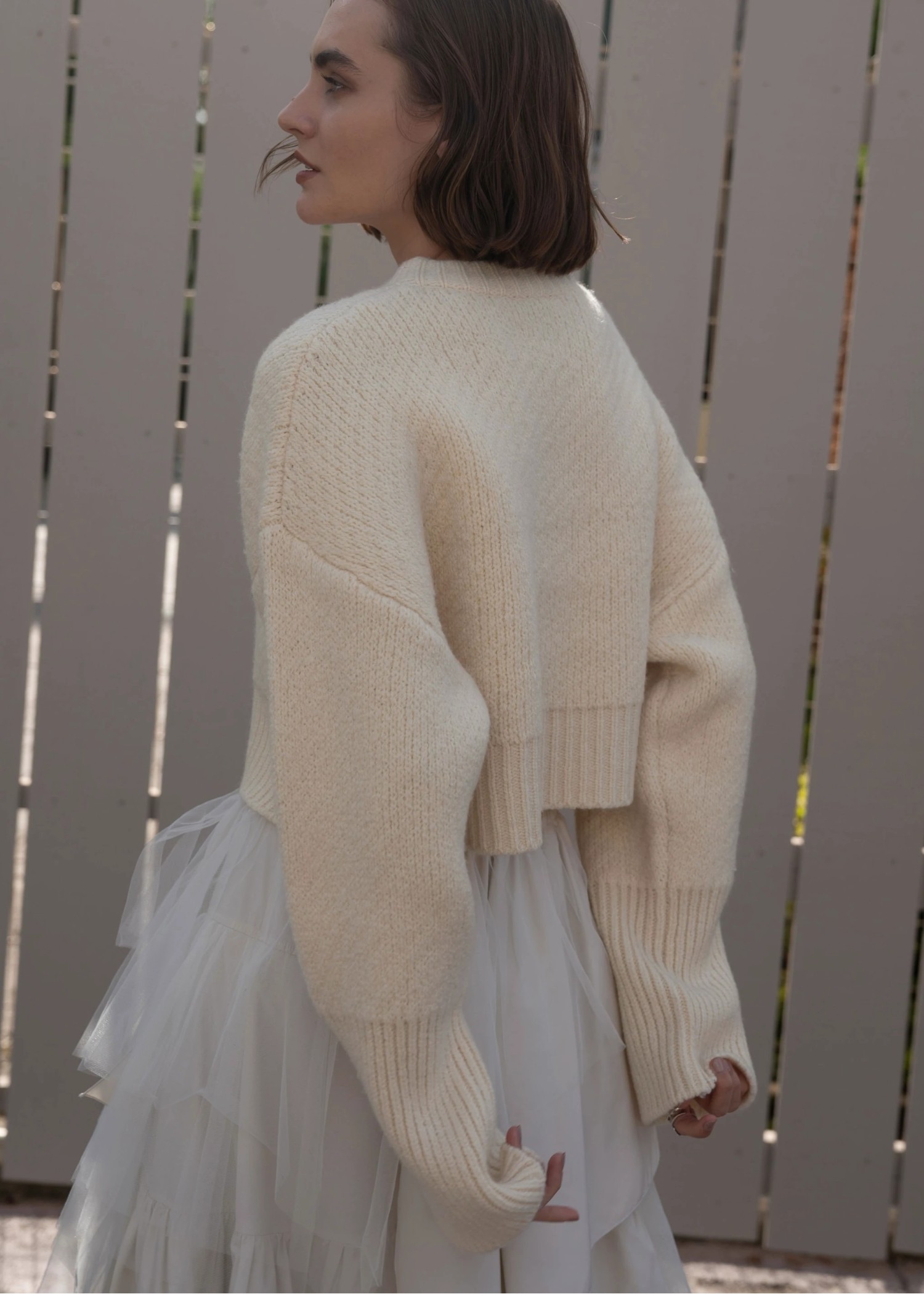 jacquard big silhouette short knit