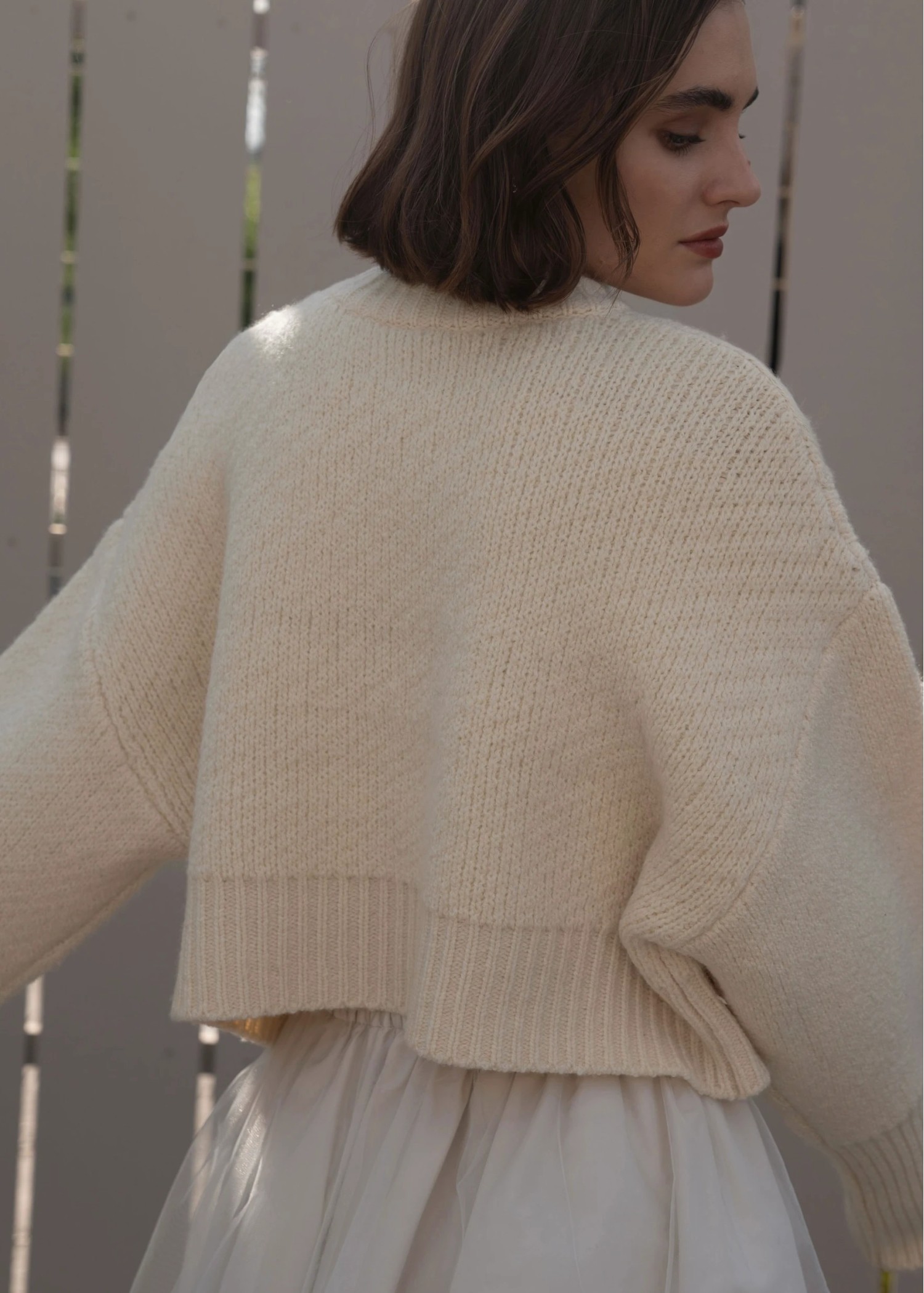 jacquard big silhouette short knit