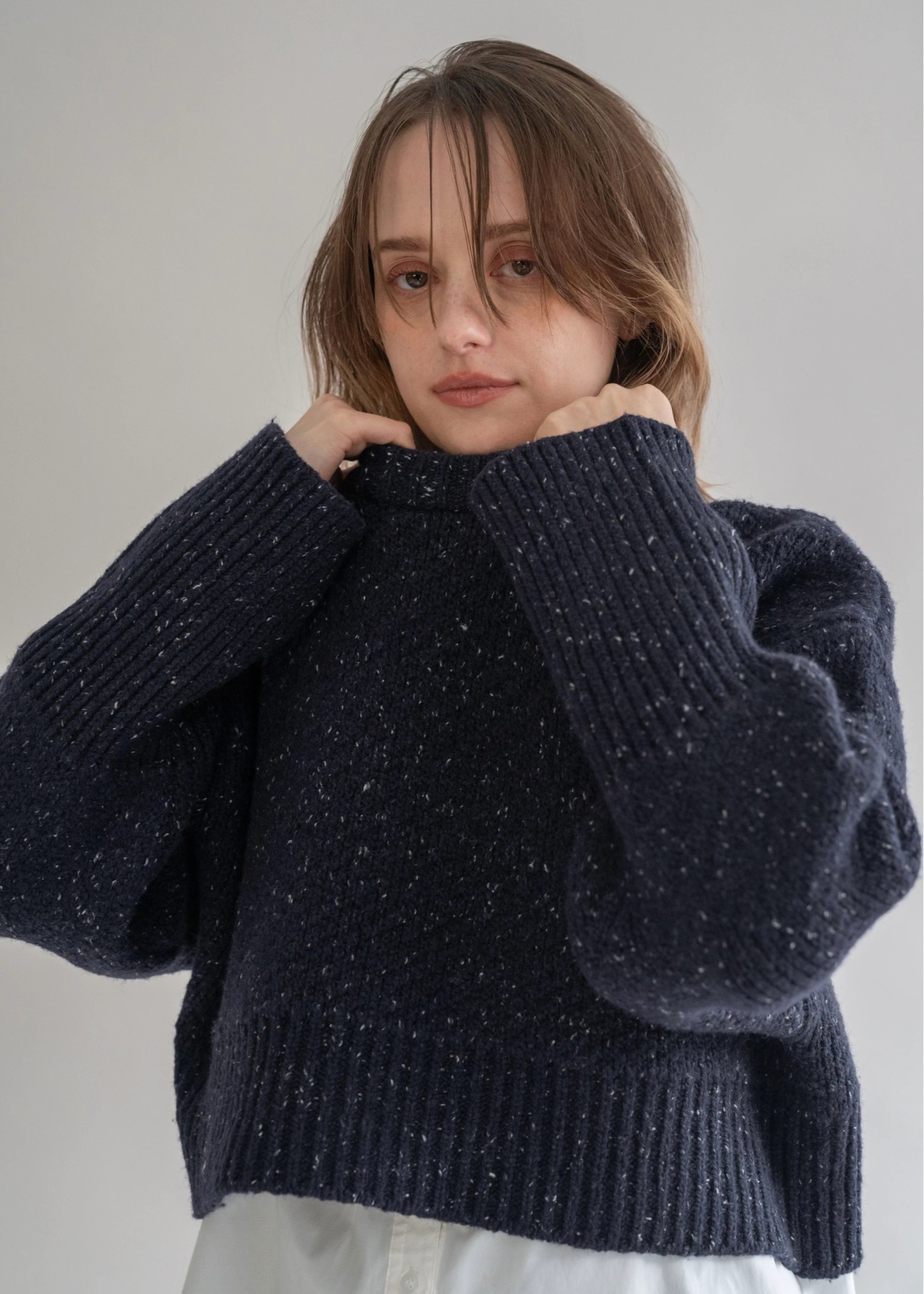 jacquard big silhouette short knit