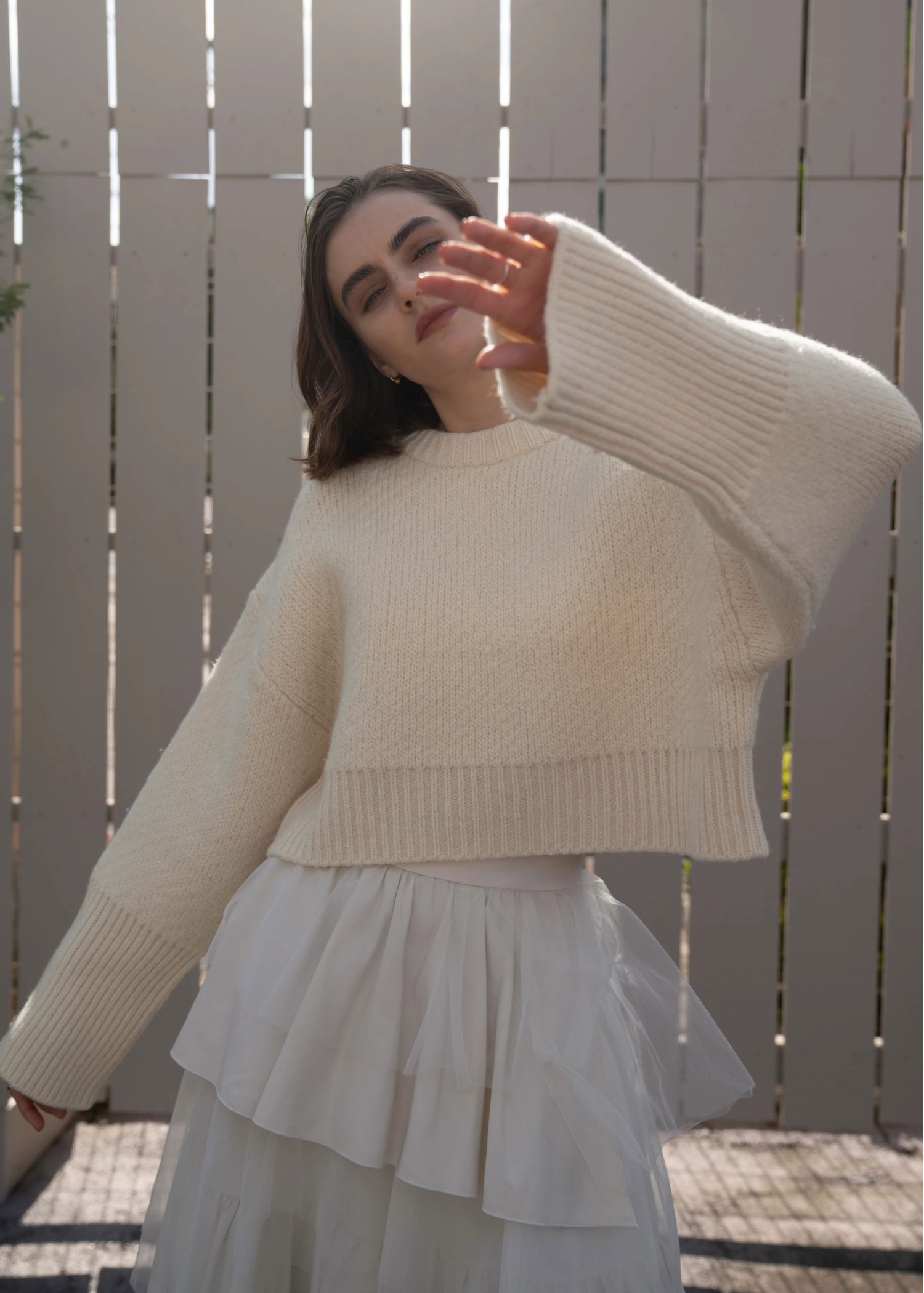 jacquard big silhouette short knit