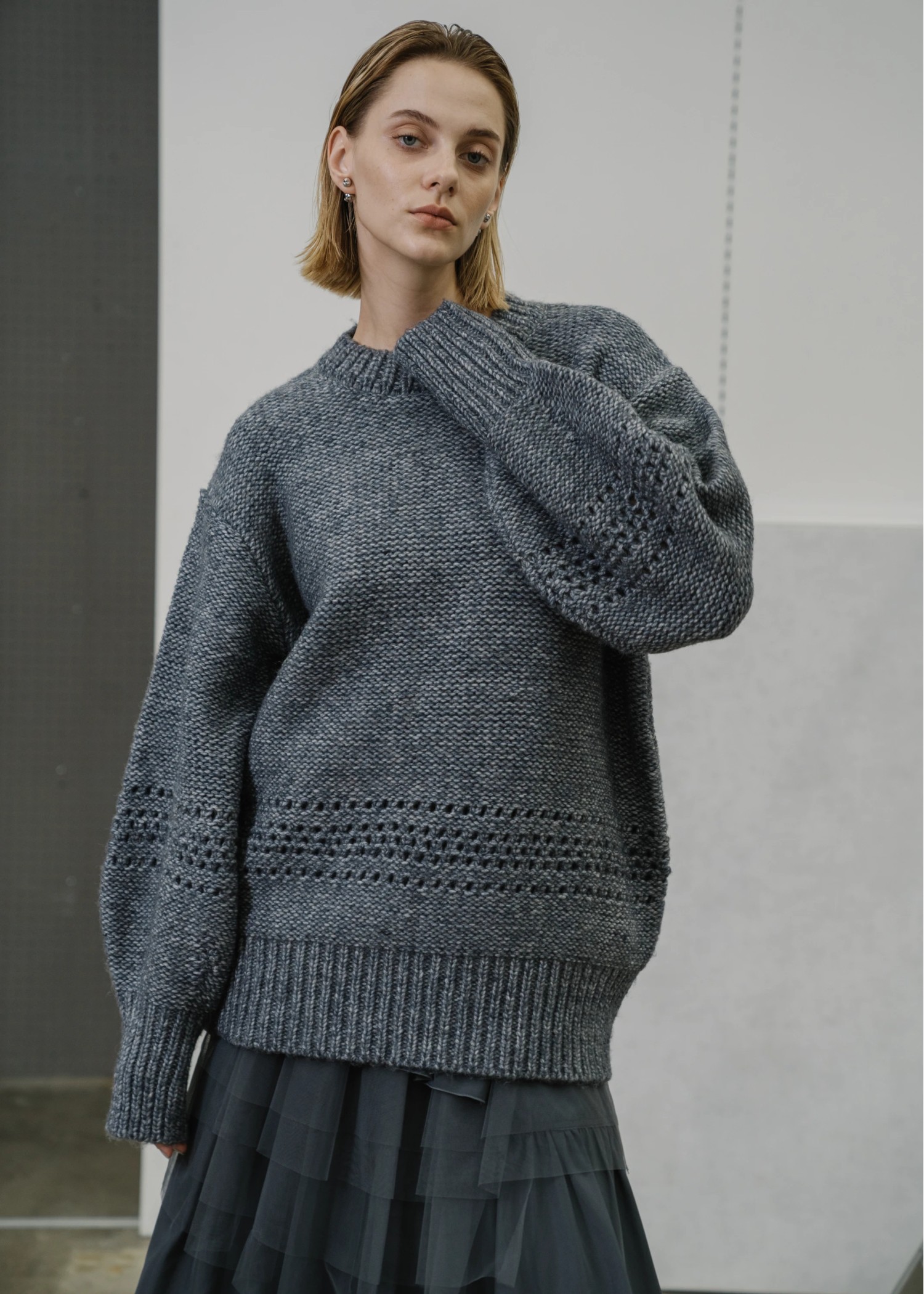 purl knitting openwork volume color knit