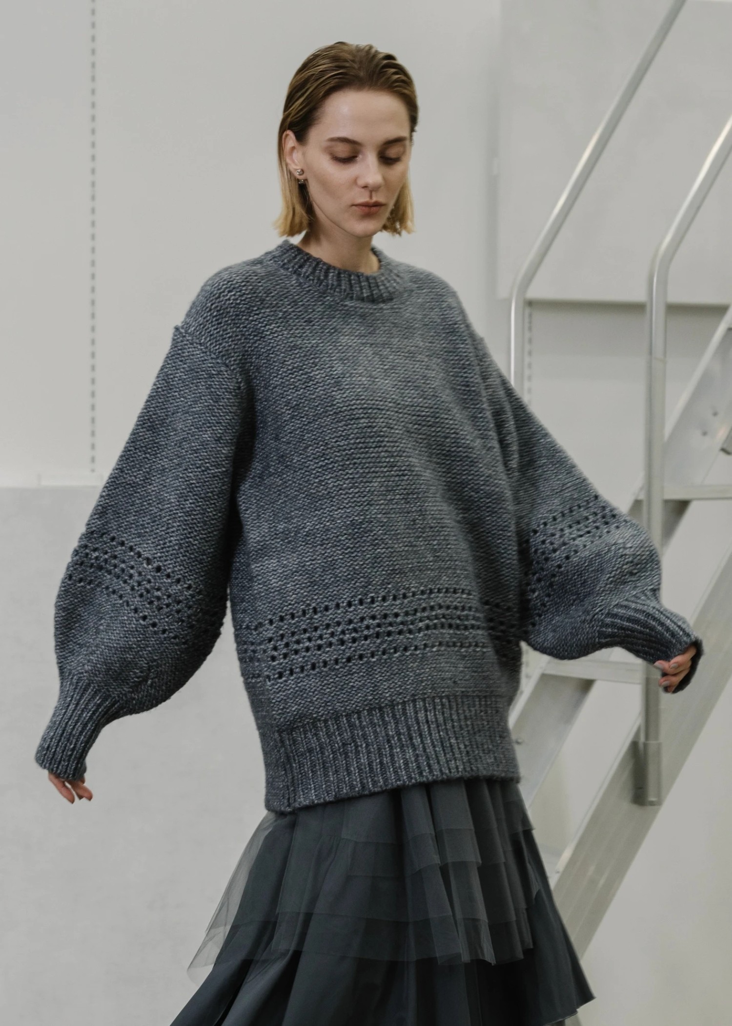 purl knitting openwork volume color knit