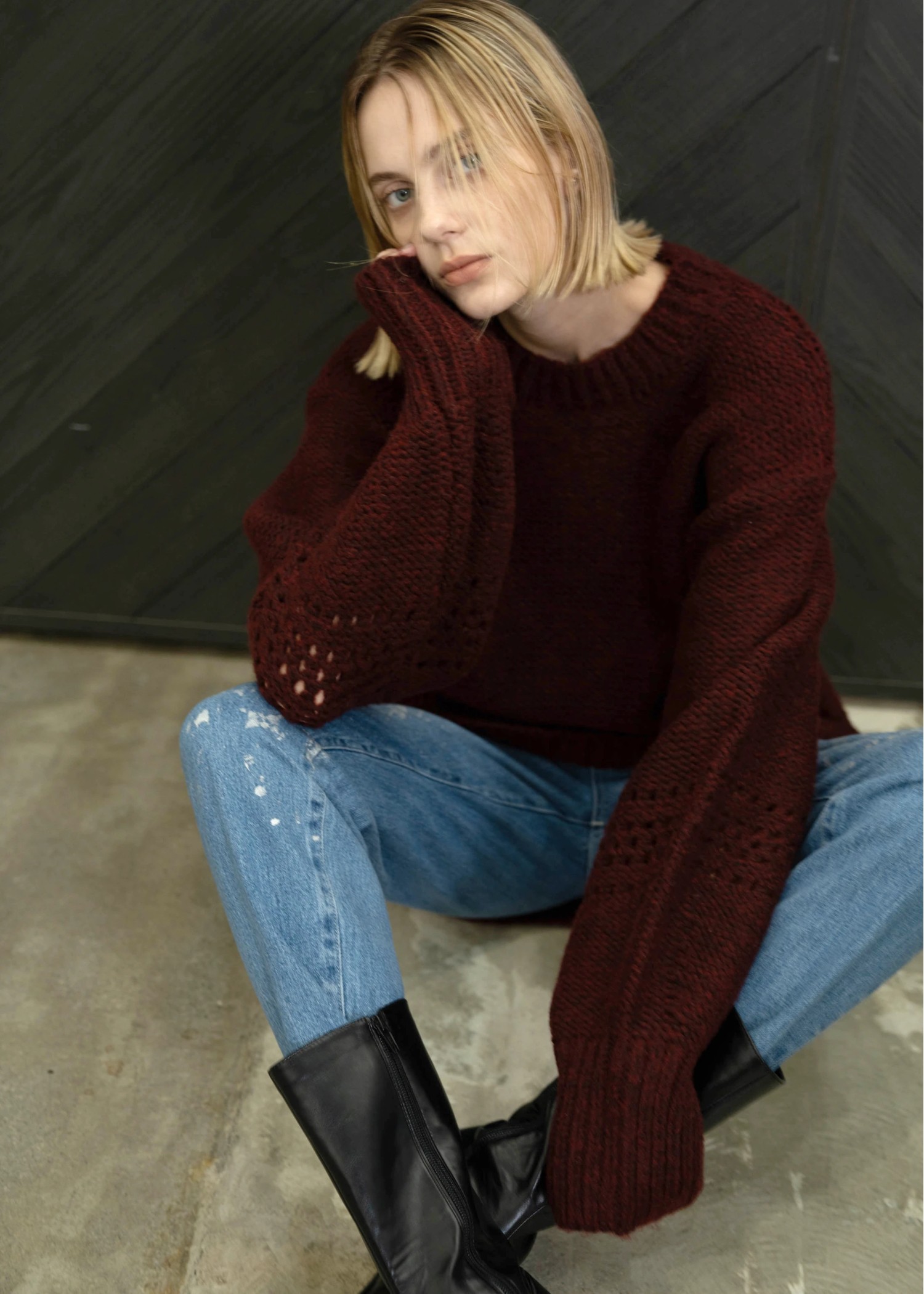 purl knitting openwork volume color knit