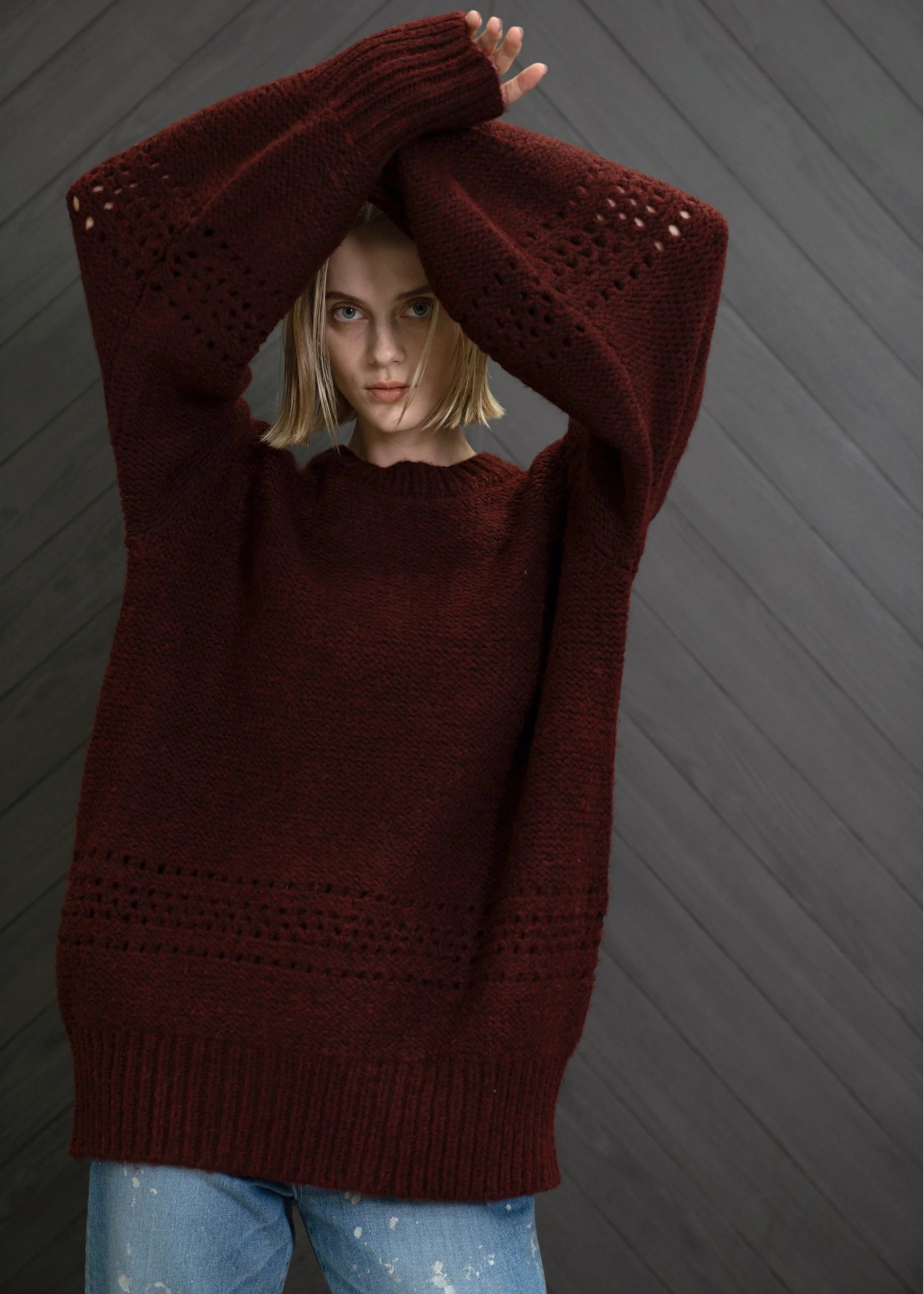 purl knitting openwork volume color knit