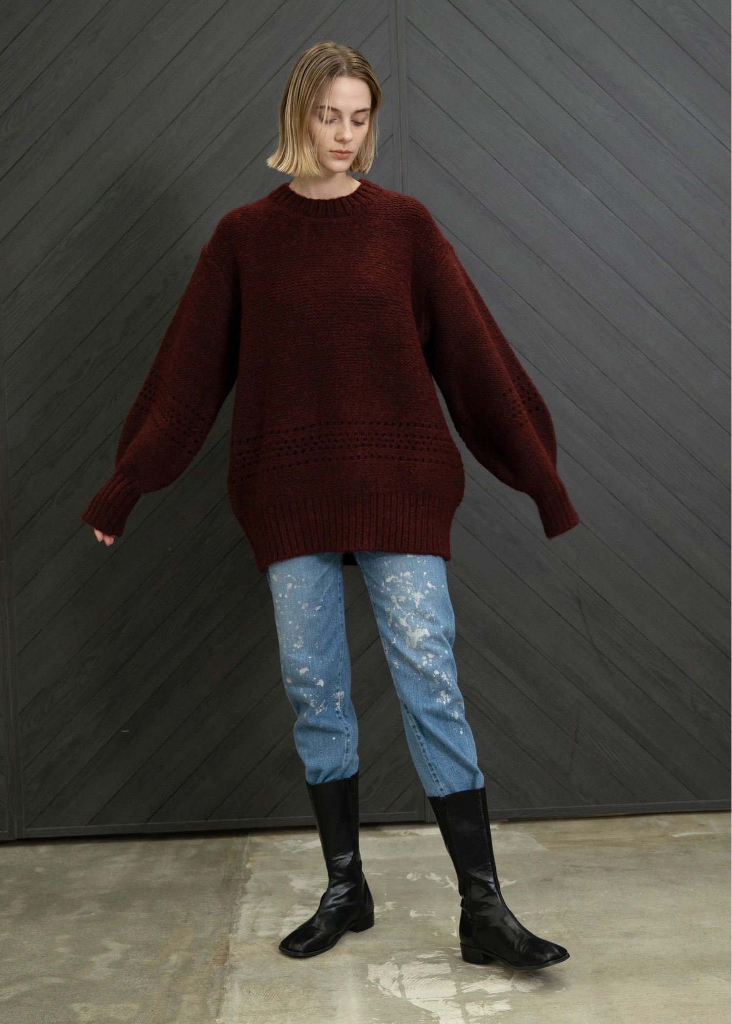 purl knitting openwork volume color knit