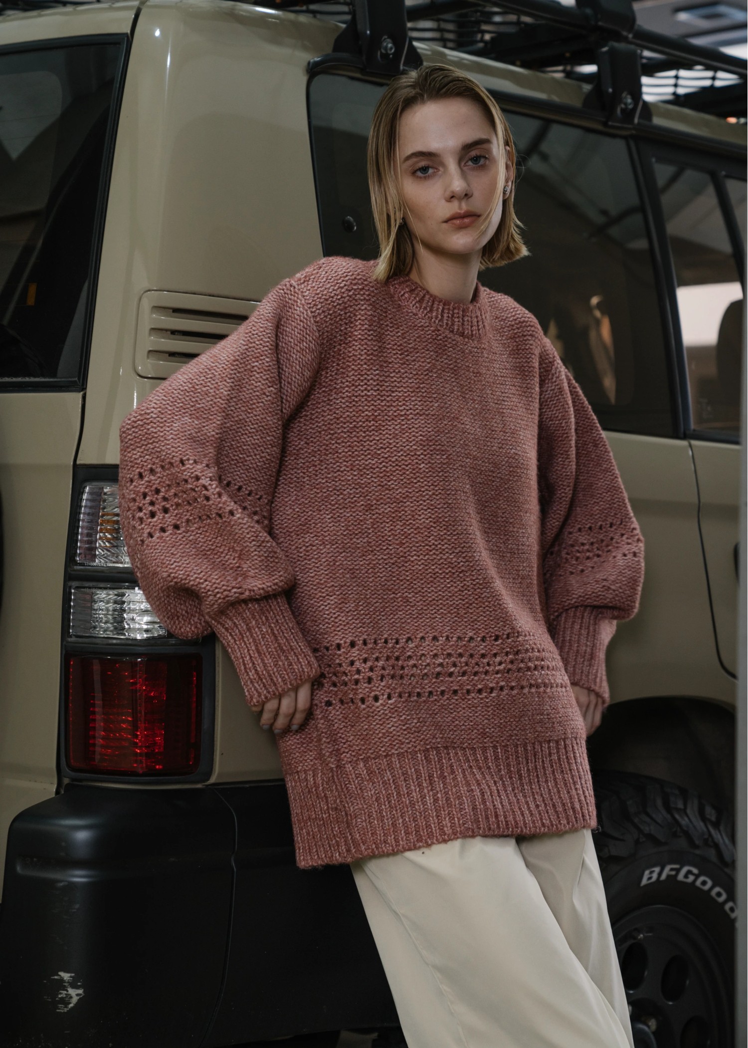 purl knitting openwork volume color knit