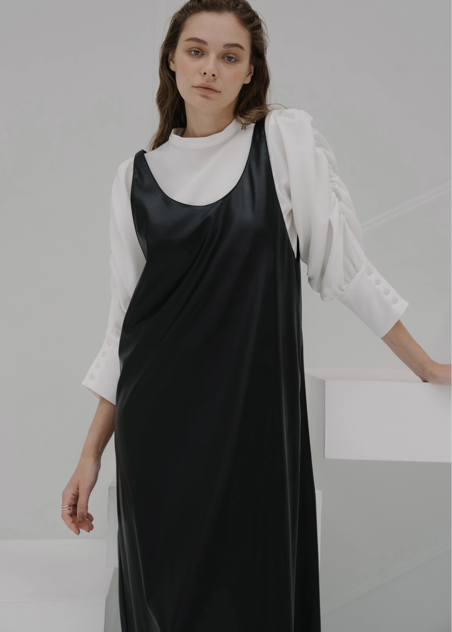 2way synthetic leather camisole OP