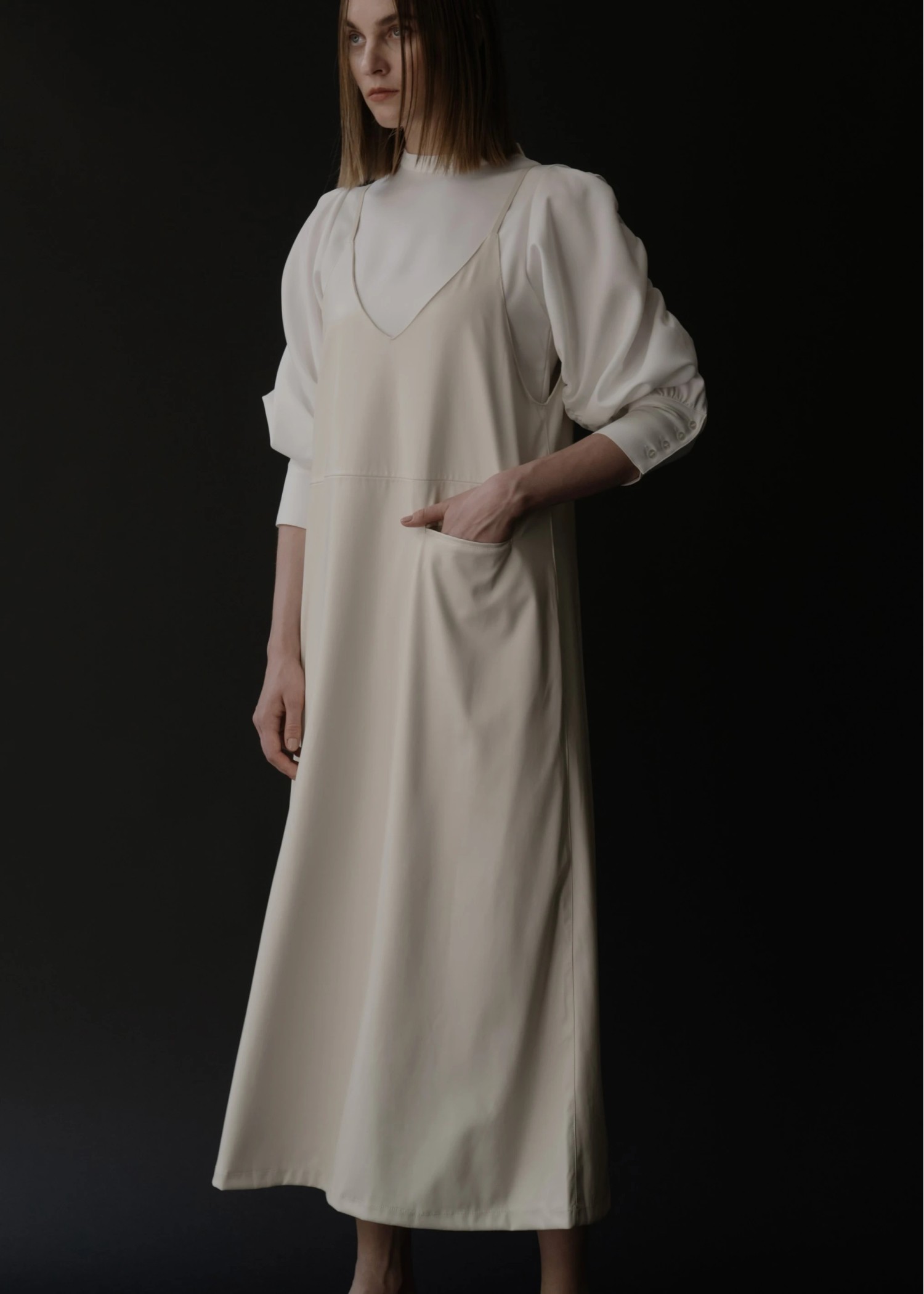 2way synthetic leather camisole OP