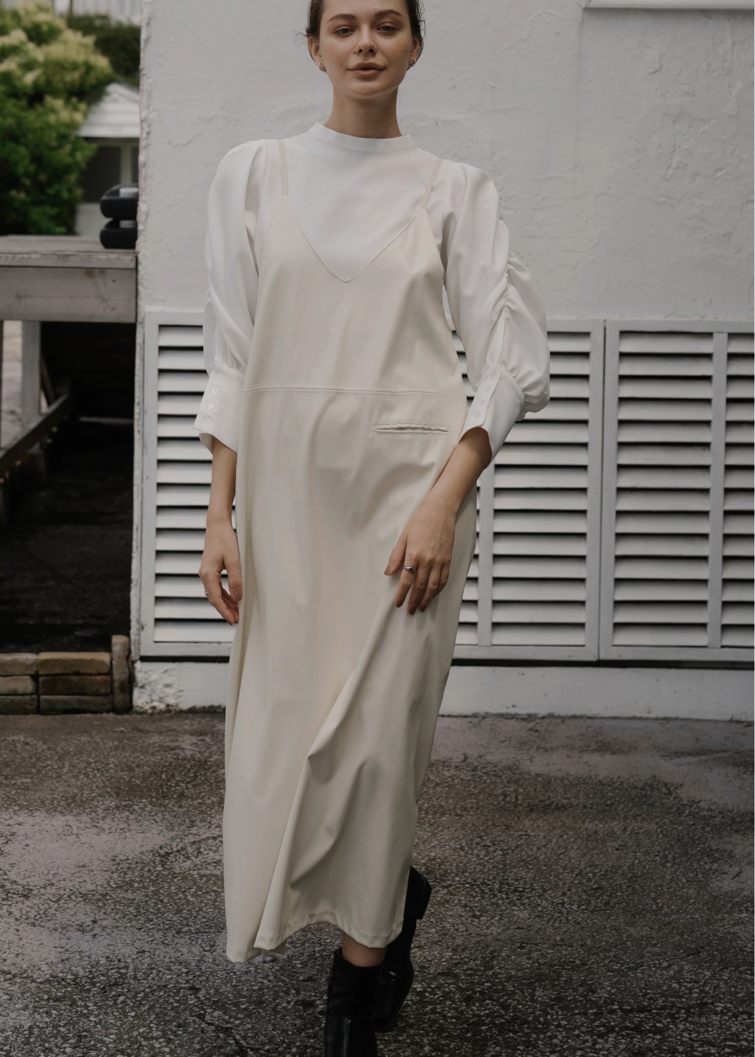 2way synthetic leather camisole OP