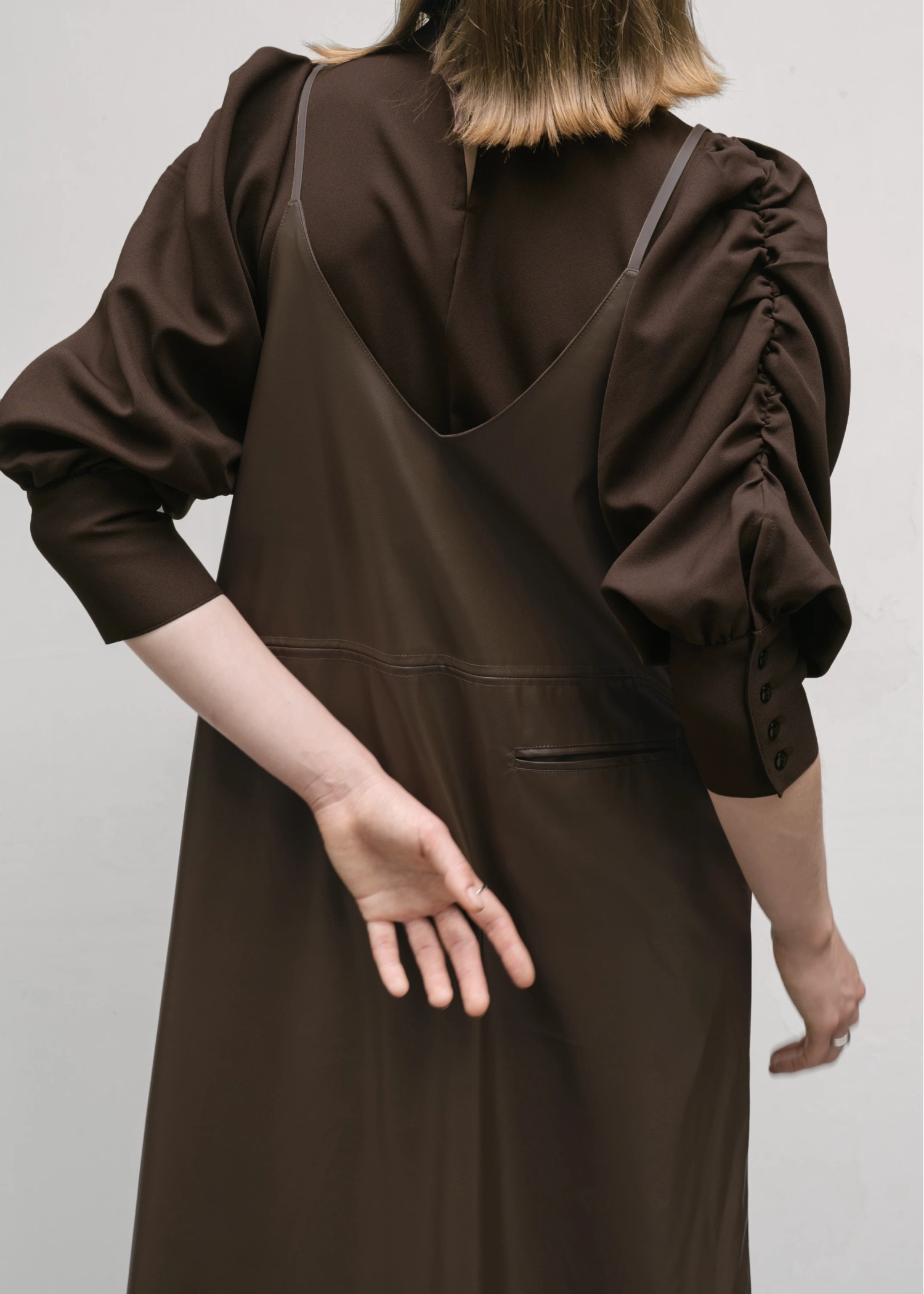 2way synthetic leather camisole OP