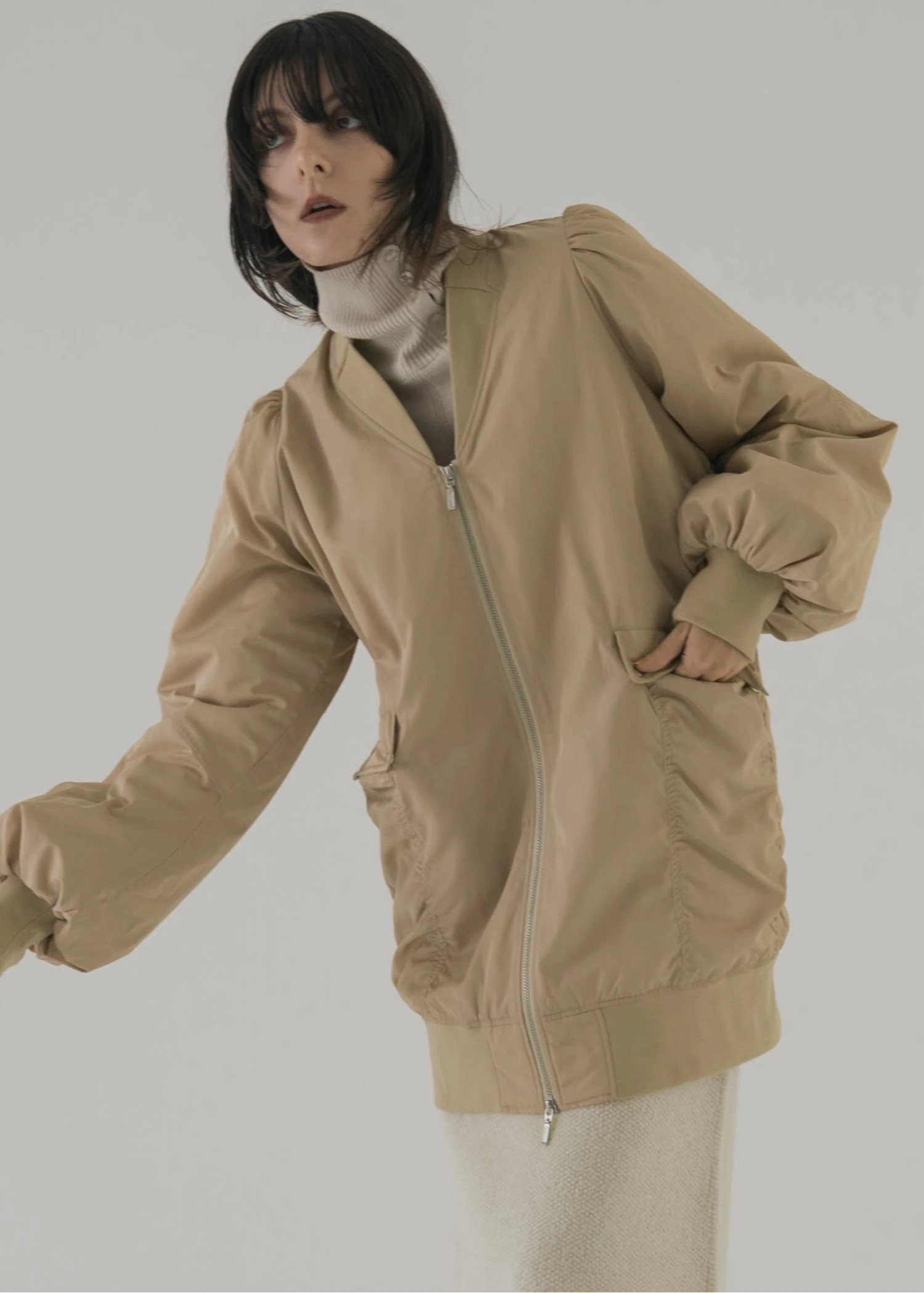 lapel like rib welling sleeve M/jacket